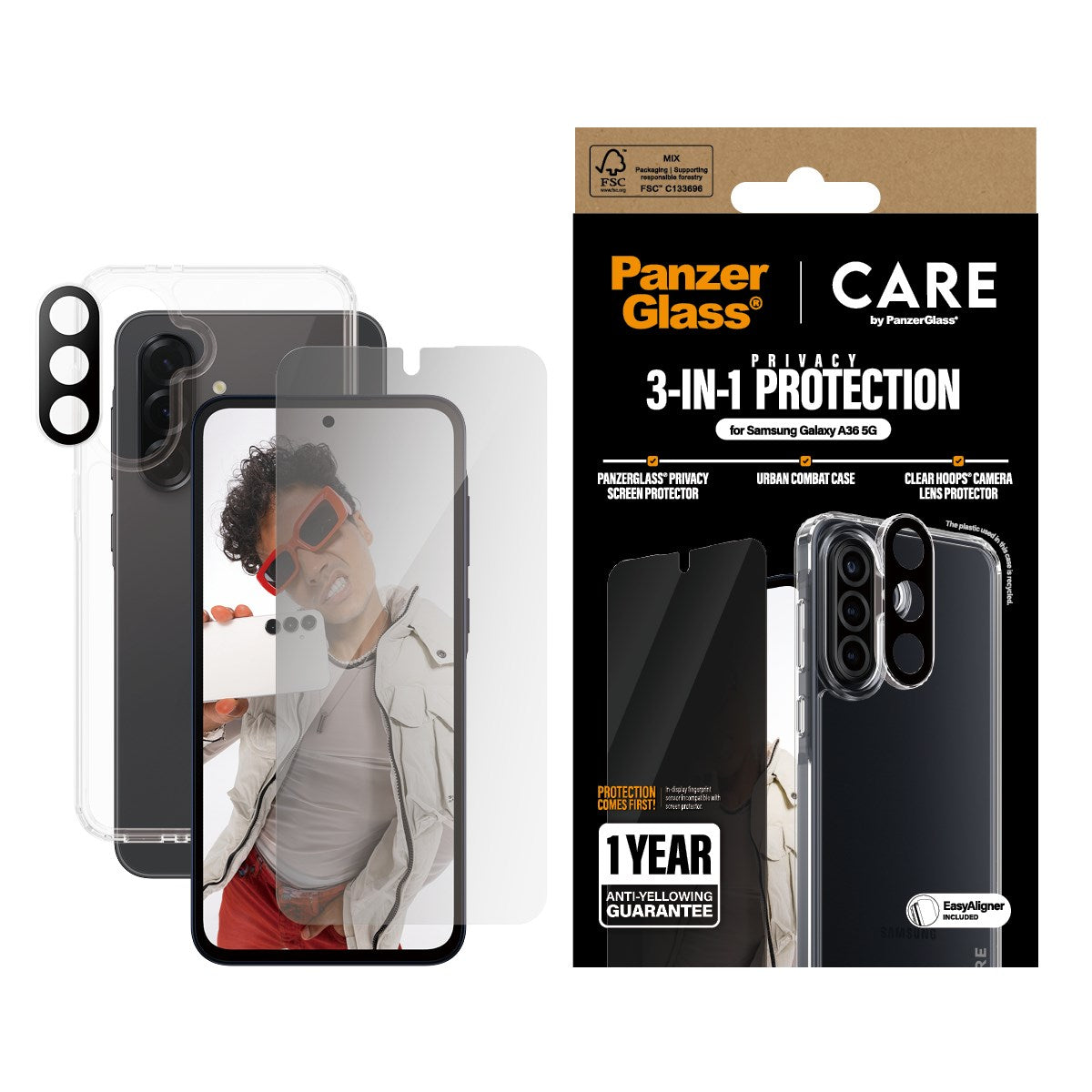 PanzerGlass® | CARE by PanzerGlass® Urban Combat 3-in-1 Privacy Bundle Samsung Galaxy A36 5G