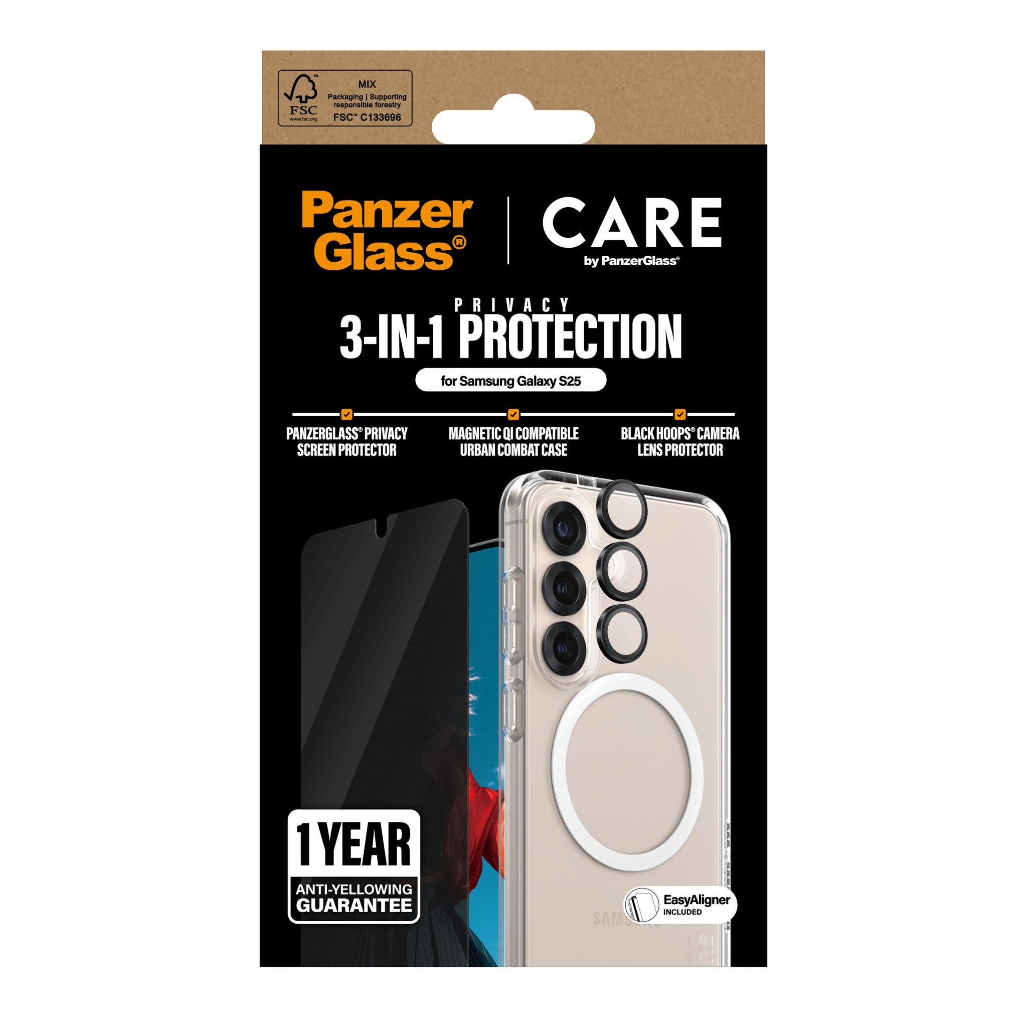 PanzerGlass® | CARE by PanzerGlass® Urban Combat 3-in-1 Privacy Bundle Samsung Galaxy S25