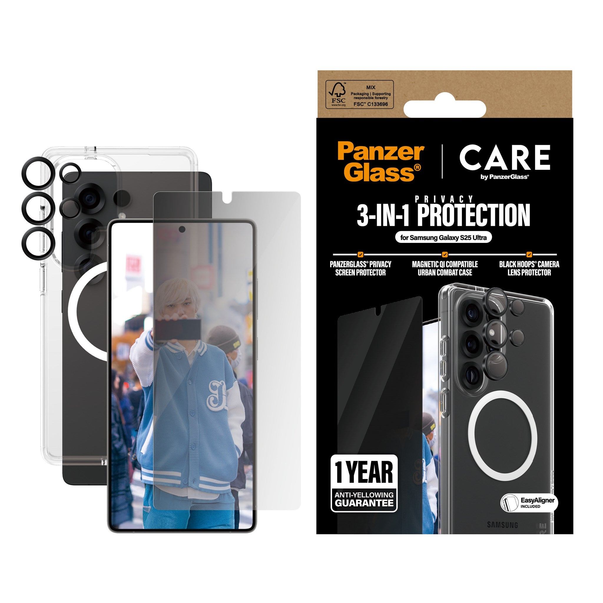 PanzerGlass® | CARE by PanzerGlass® Urban Combat 3-in-1 Privacy Bundle Samsung Galaxy S25 Ultra