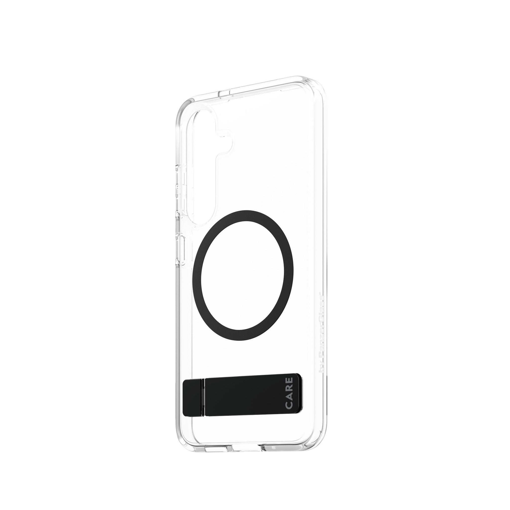 CARE by PanzerGlass® Case Transparent w. Black Kickstand & Qi Compatible Samsung Galaxy S25