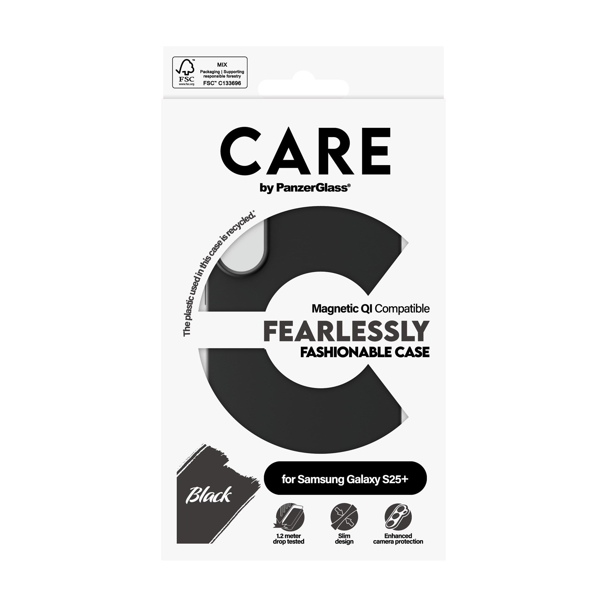 CARE by PanzerGlass® Case Black w. Qi Compatible Samsung Galaxy S25+