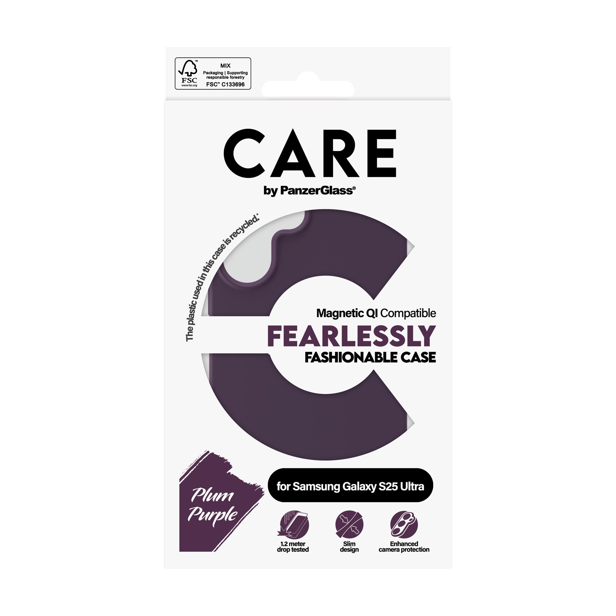 CARE by PanzerGlass® Case Plum Purple w. Qi Compatible Samsung Galaxy S25 Ultra