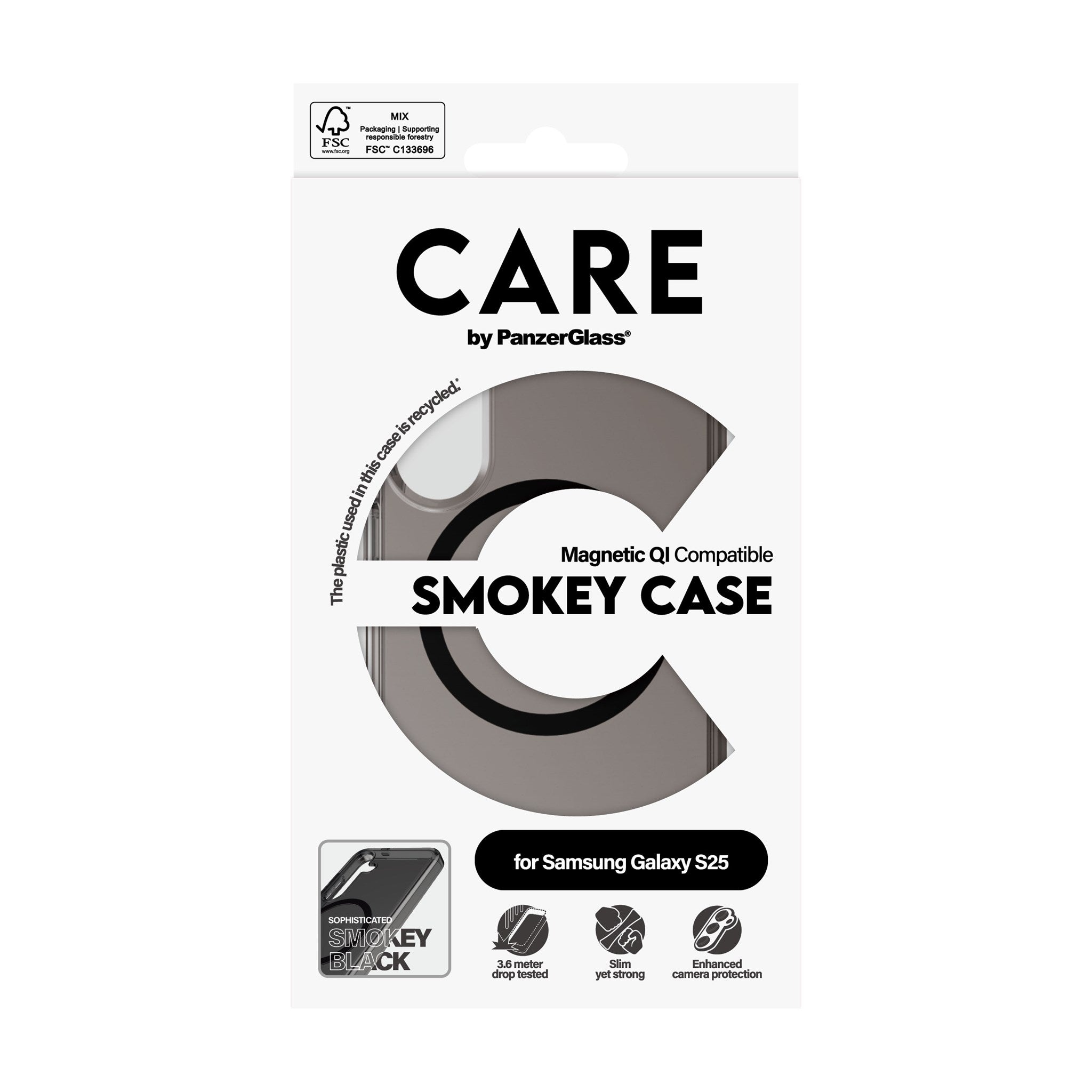 CARE by PanzerGlass® Urban Combat Case Smokey w. Black Qi Compatible Samsung Galaxy S25