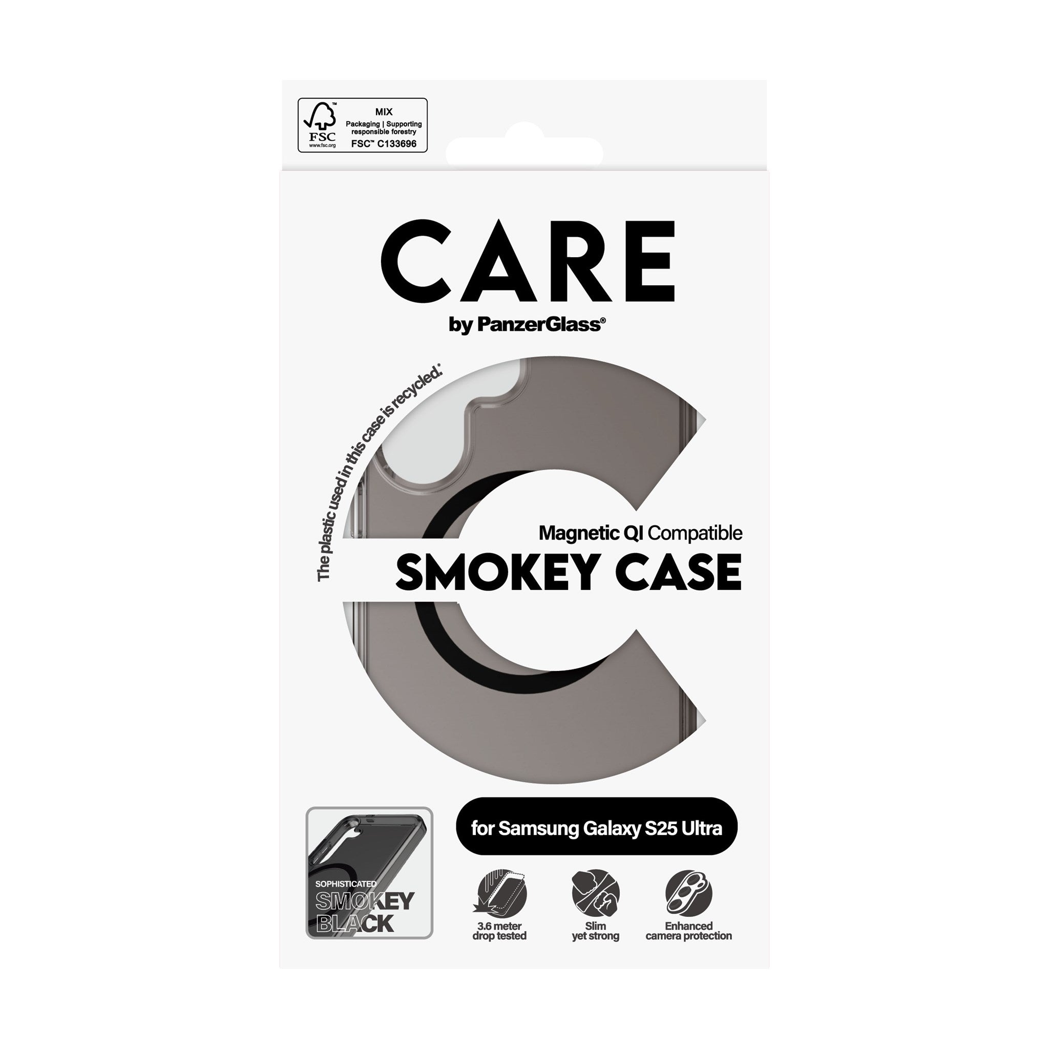 CARE by PanzerGlass® Urban Combat Case Smokey w. Black Qi Compatible Samsung Galaxy S25 Ultra