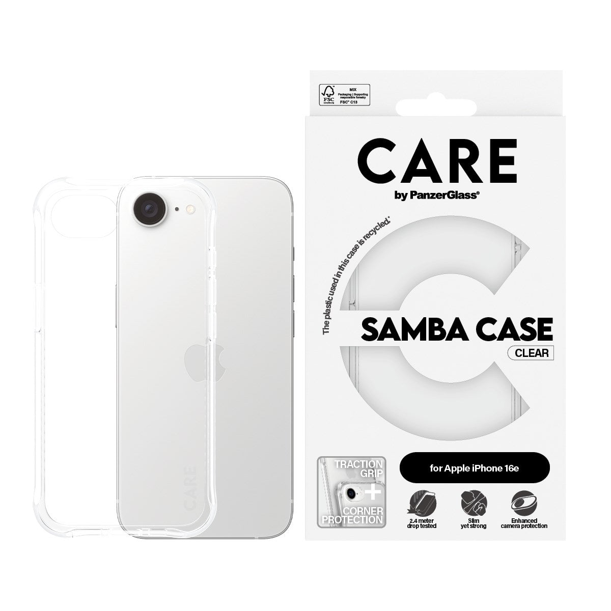 CARE by PanzerGlass® Samba Case Transparent iPhone 16e