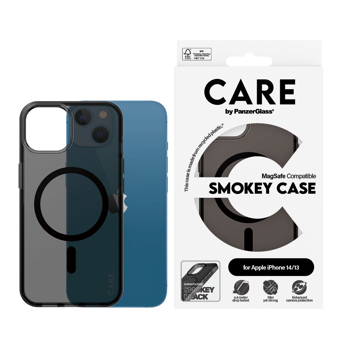 CARE by PanzerGlass® Urban Combat Case Smokey w. Black MagSafe iPhone 14 | 13