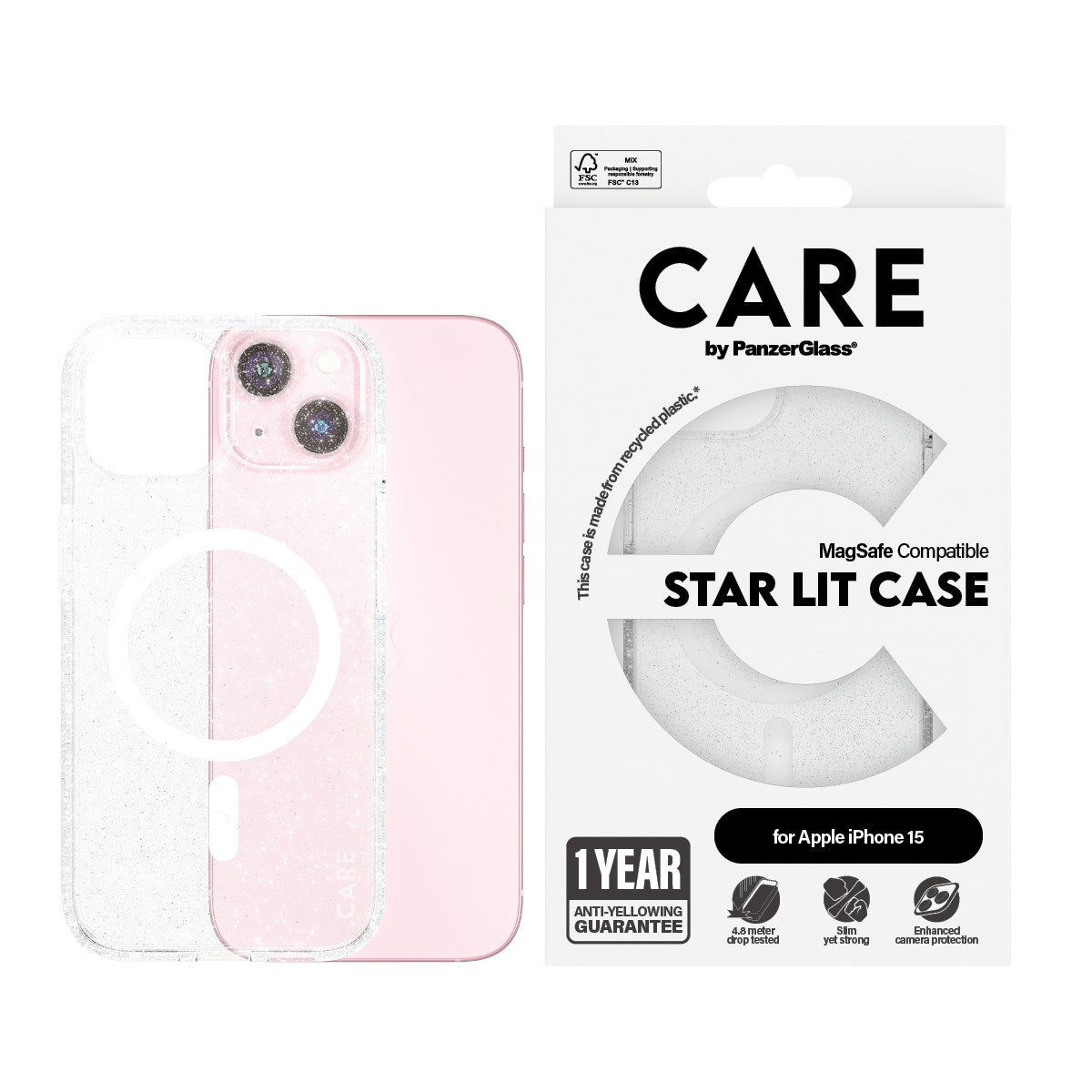CARE by PanzerGlass® Urban Combat Case Star Lit w. White MagSafe iPhone 15