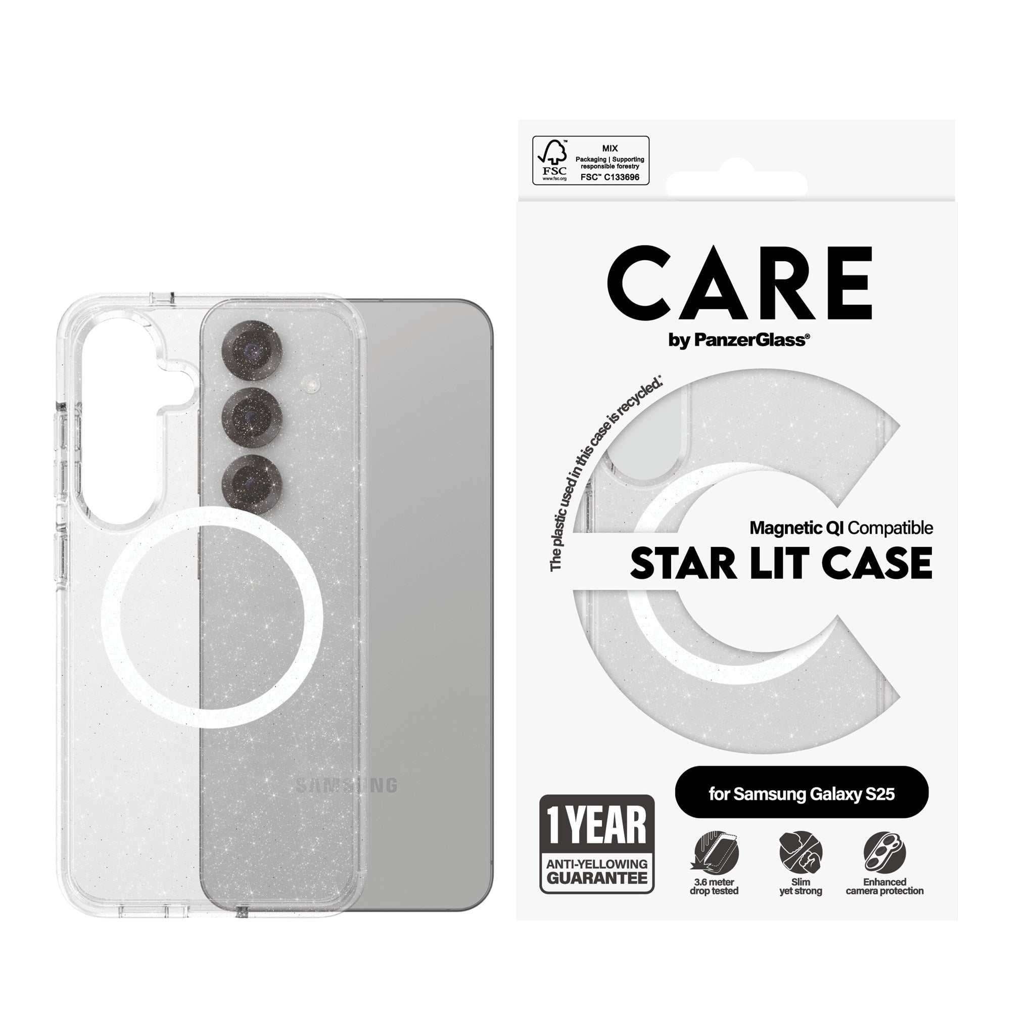 CARE by PanzerGlass® Urban Combat Case Star Lit w. White Qi Compatible Samsung Galaxy S25