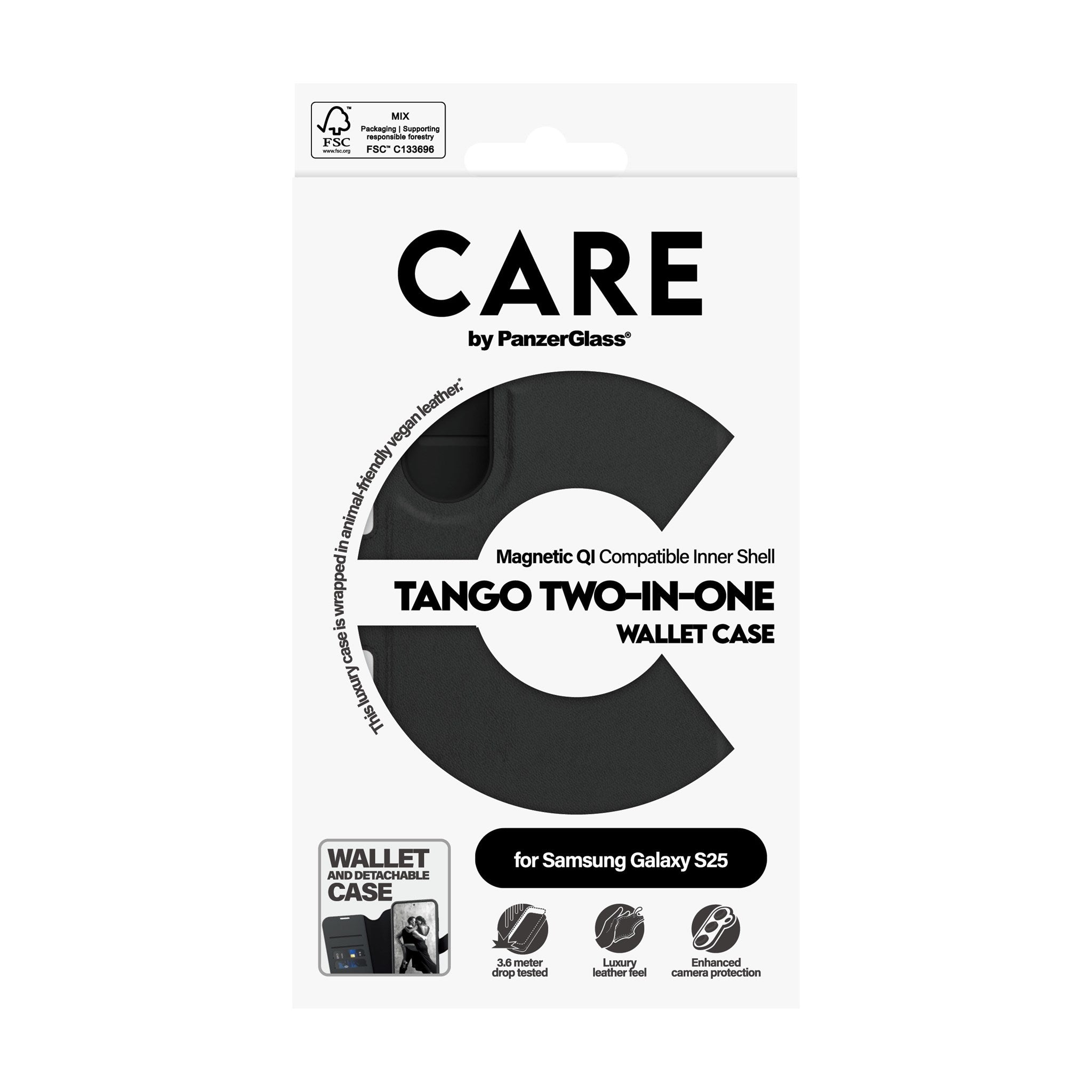 CARE by PanzerGlass® Tango Two-in-One Wallet Case w. Qi Compatible Samsung Galaxy S25