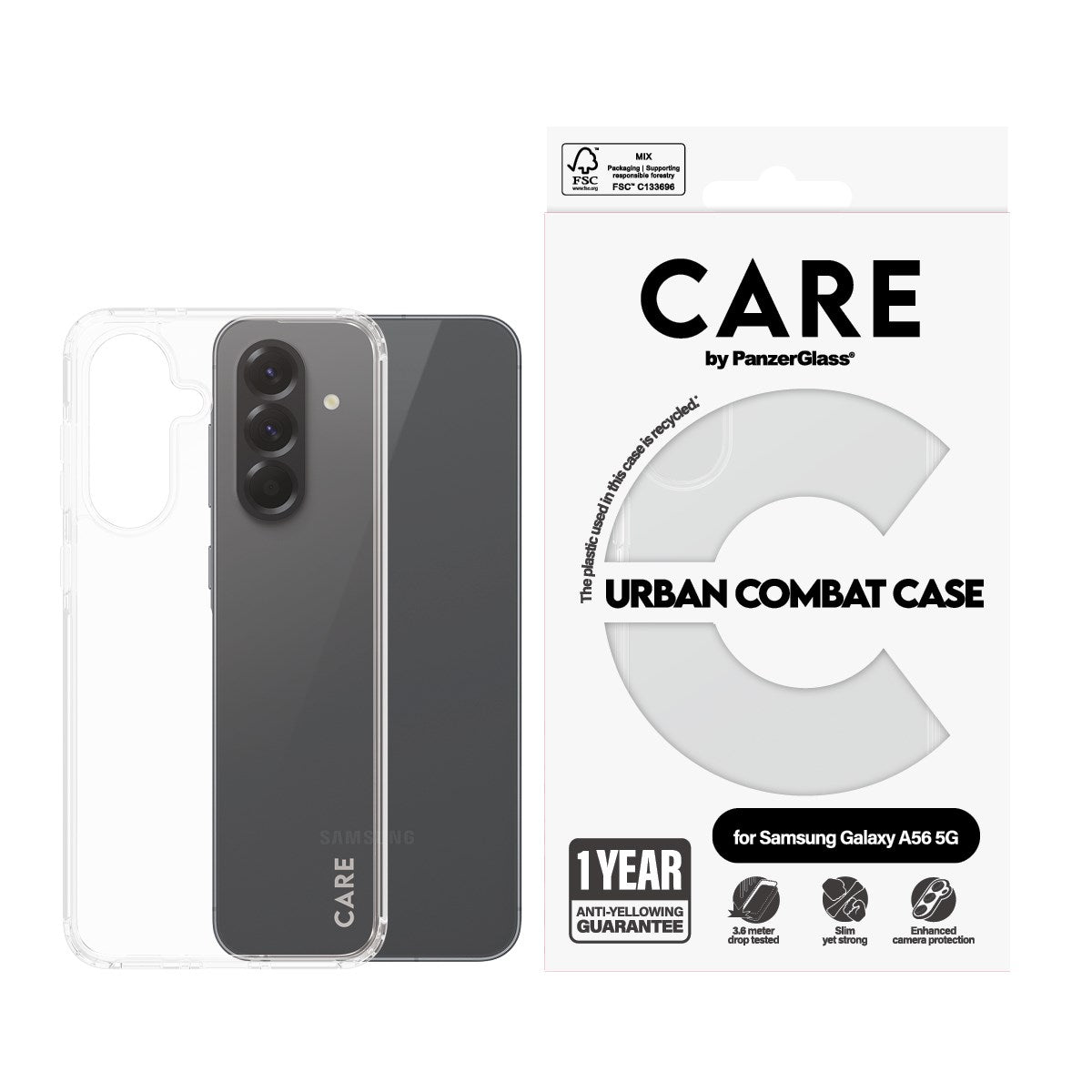 CARE by PanzerGlass® Urban Combat Case Transparent Samsung Galaxy A56 5G