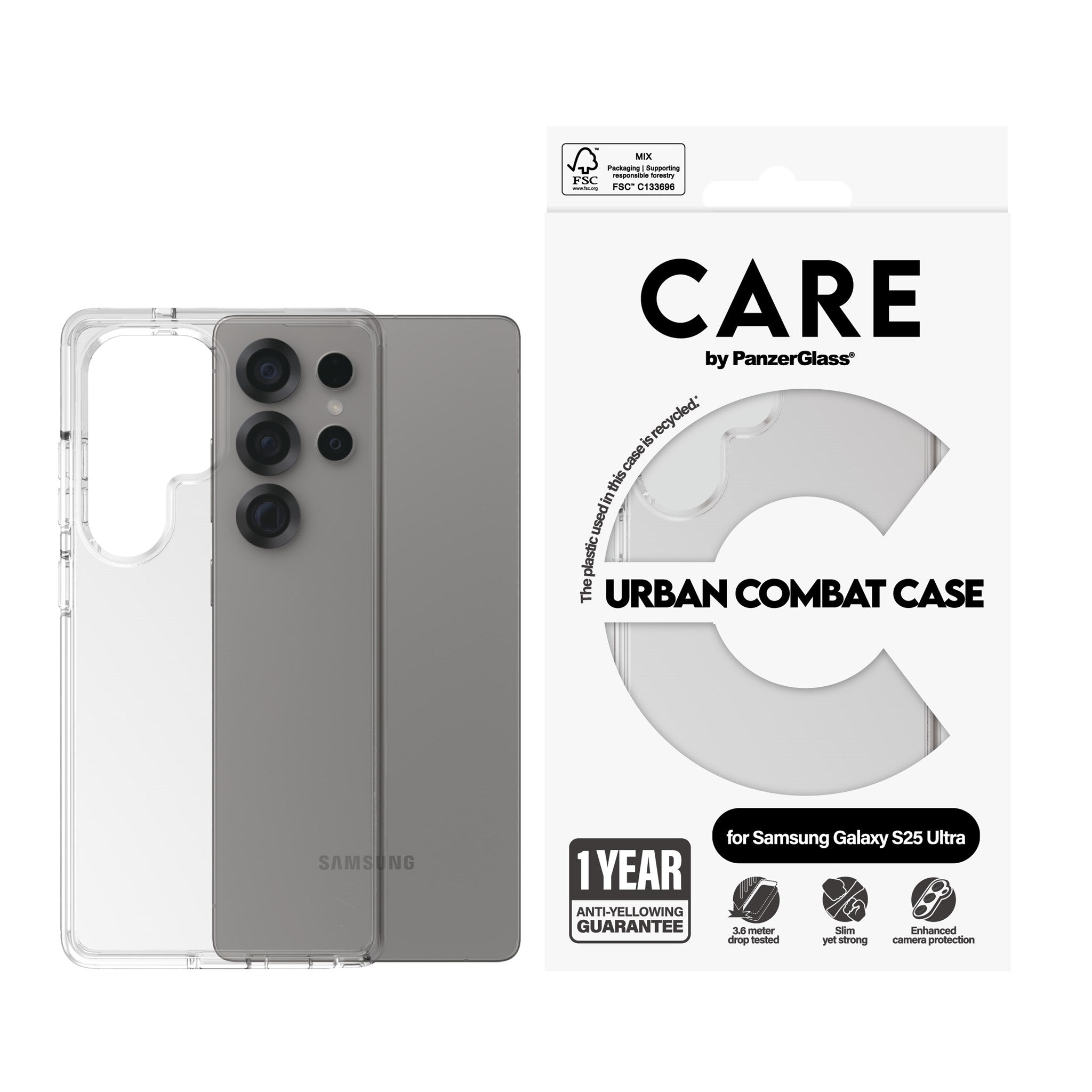CARE by PanzerGlass® Urban Combat Case Transparent Samsung Galaxy S25 Ultra