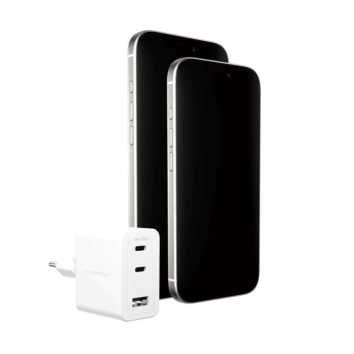 empower™ by PanzerGlass® Turbo 70W Multiple Charger incl. 2 x USB-C + USB-A | EU Plug | Silver White