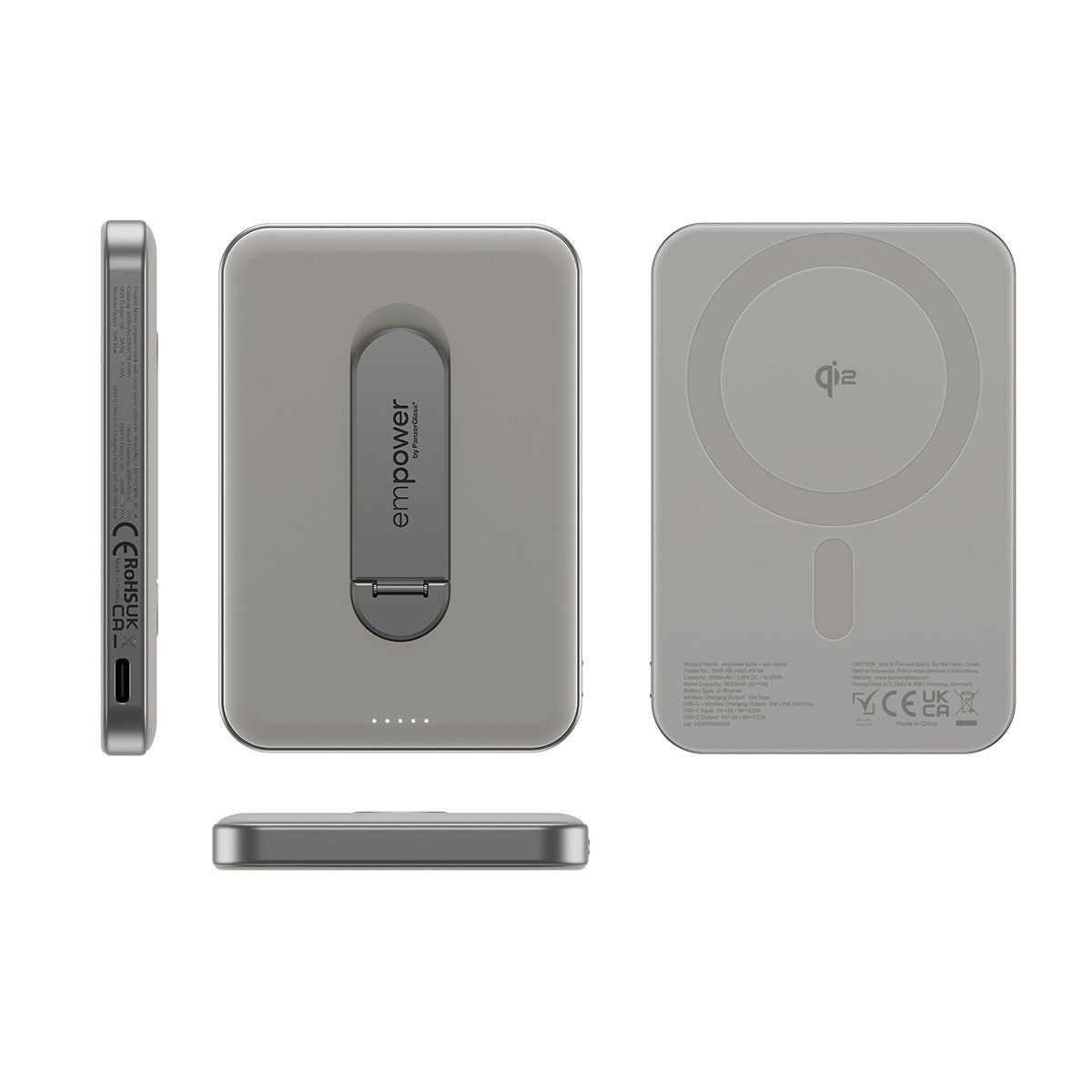 empower™ by PanzerGlass® empower™ Bank w. Spin Stand | 5000mAh | Titanium