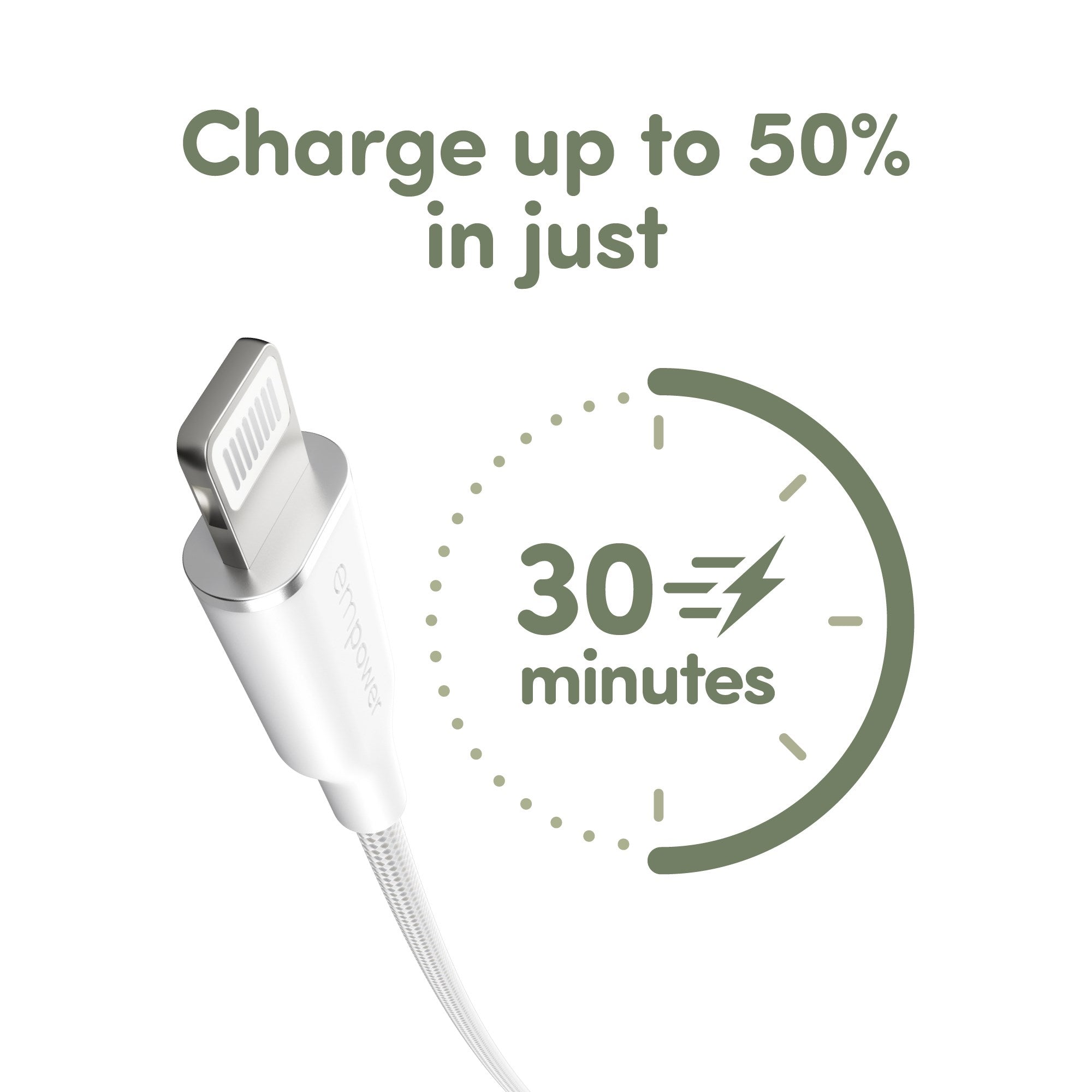 empower™ by PanzerGlass® Racing 60W USB-C to Lightning Cable | USB 2.0 | 1.2M | Silver White