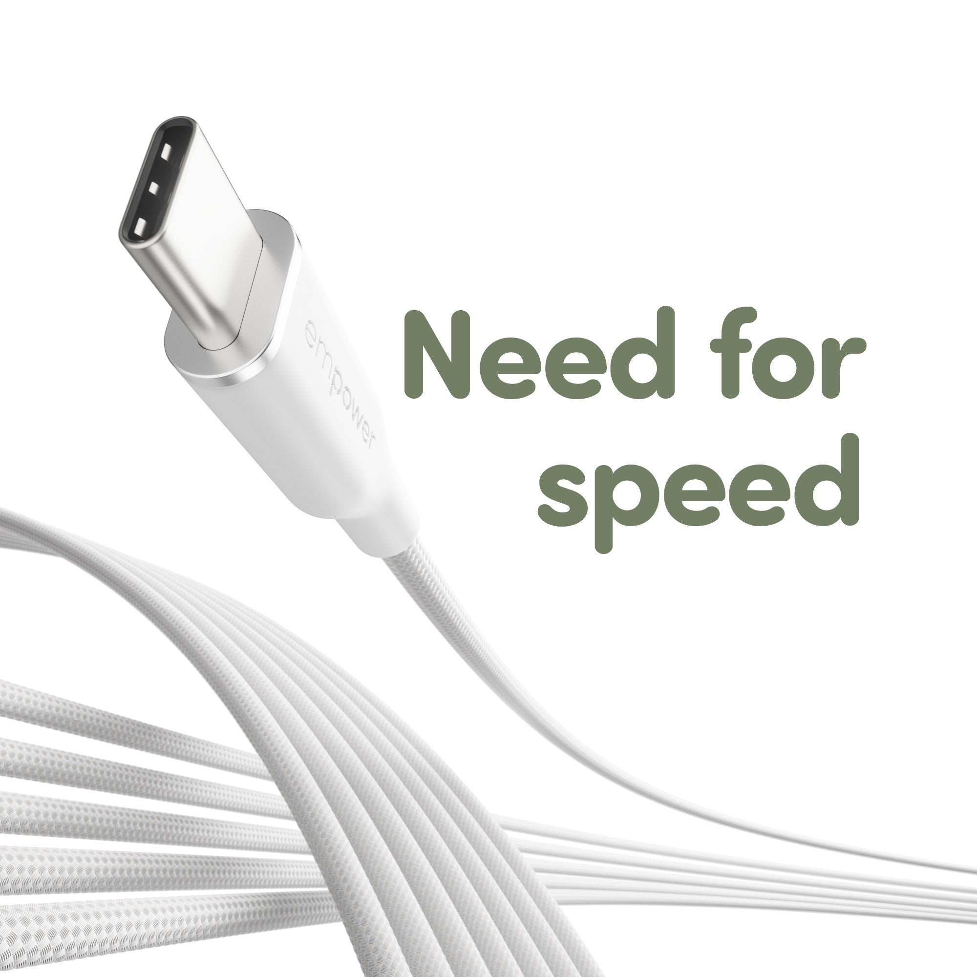 empower™ by PanzerGlass® Racing 60W USB-C to USB-C Cable | USB 2.0 | 1.2M | Silver White