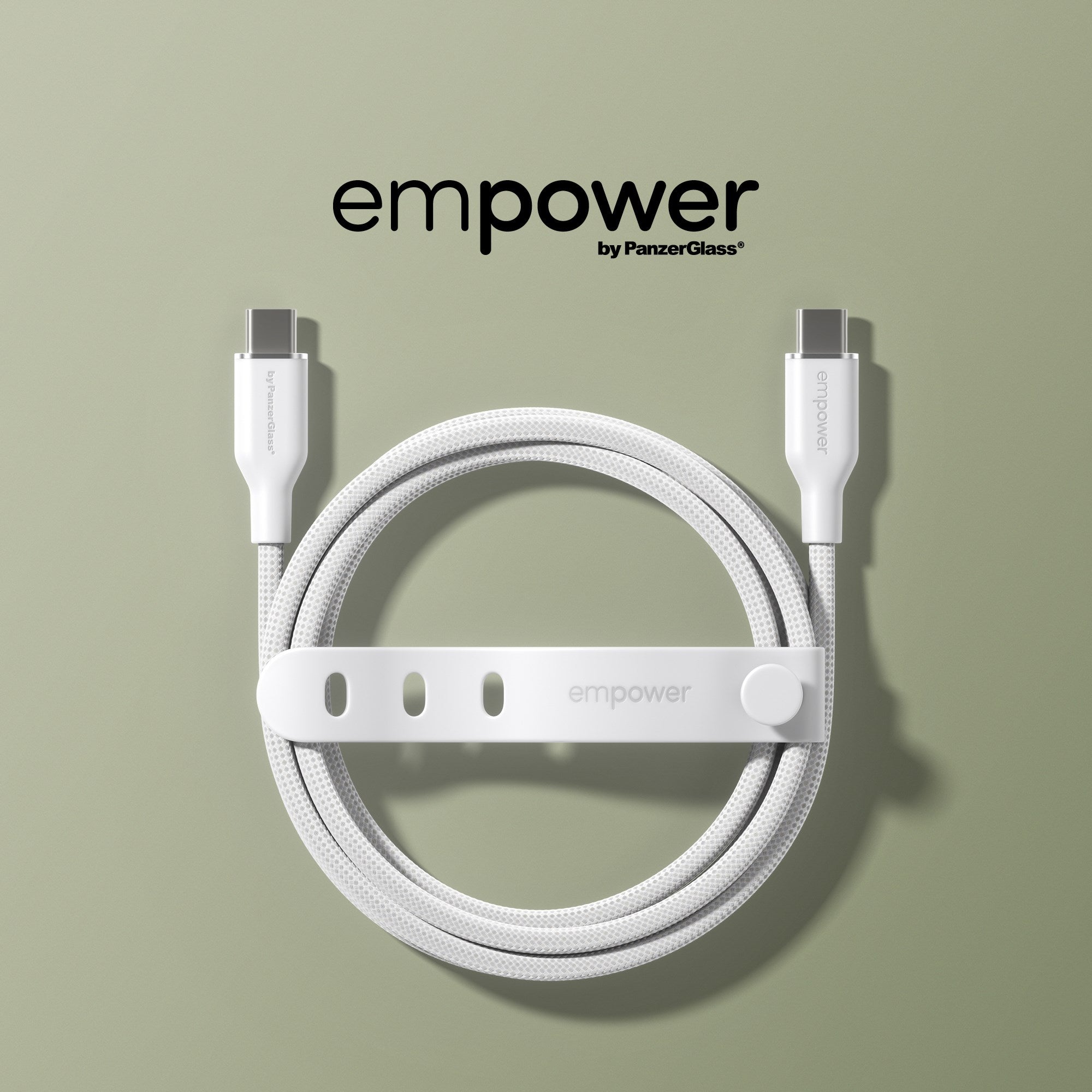 empower™ by PanzerGlass® Racing 60W USB-C to USB-C Cable | USB 2.0 | 1.2M | Silver White