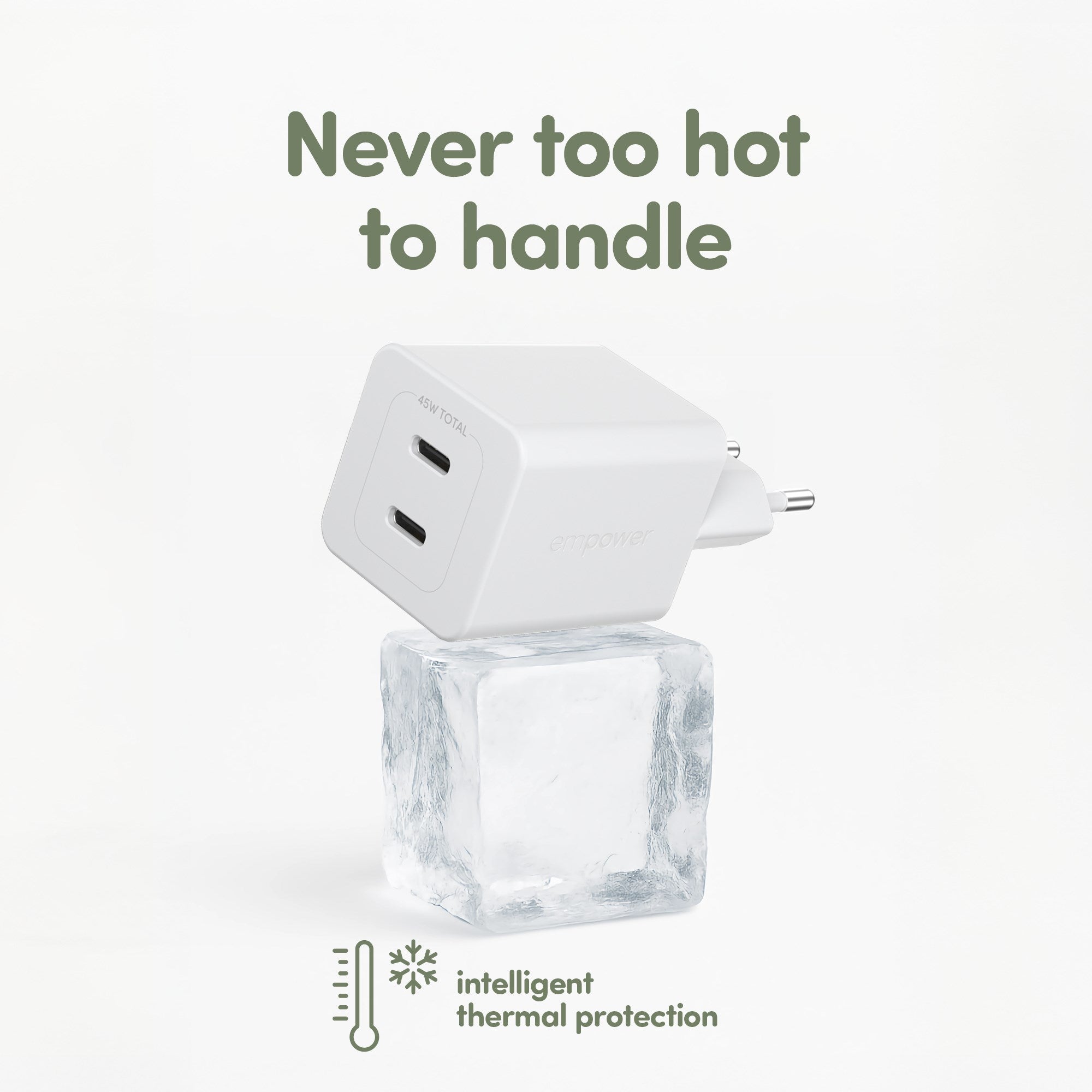 empower™ by PanzerGlass® Turbo 45W Charger incl. 2 x USB-C | EU Plug | Silver White