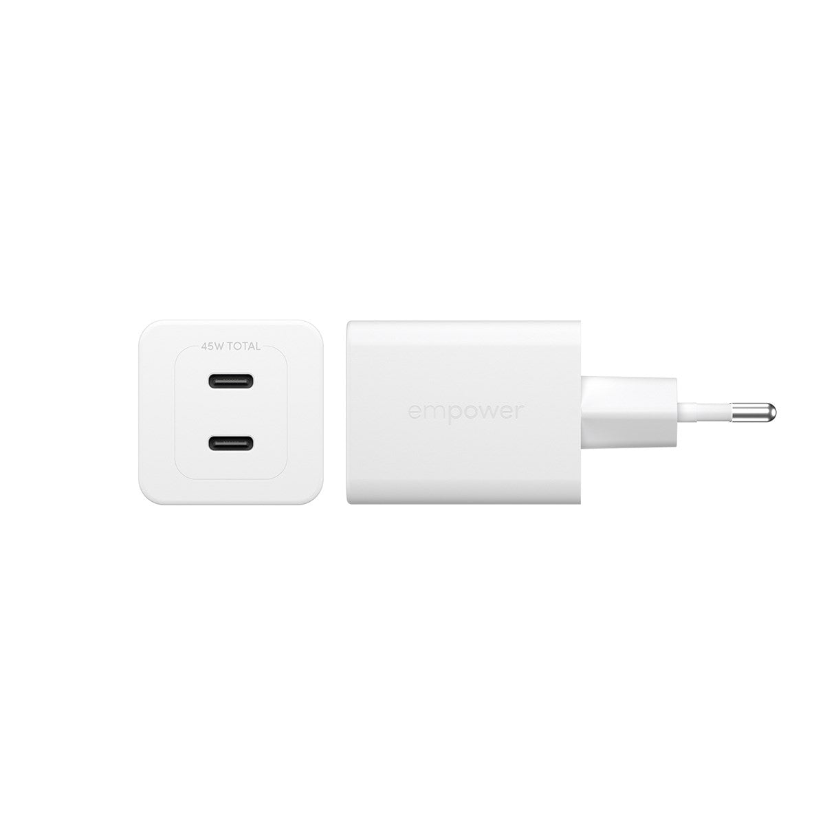empower™ by PanzerGlass® Turbo 45W Charger incl. 2 x USB-C | EU Plug | Silver White