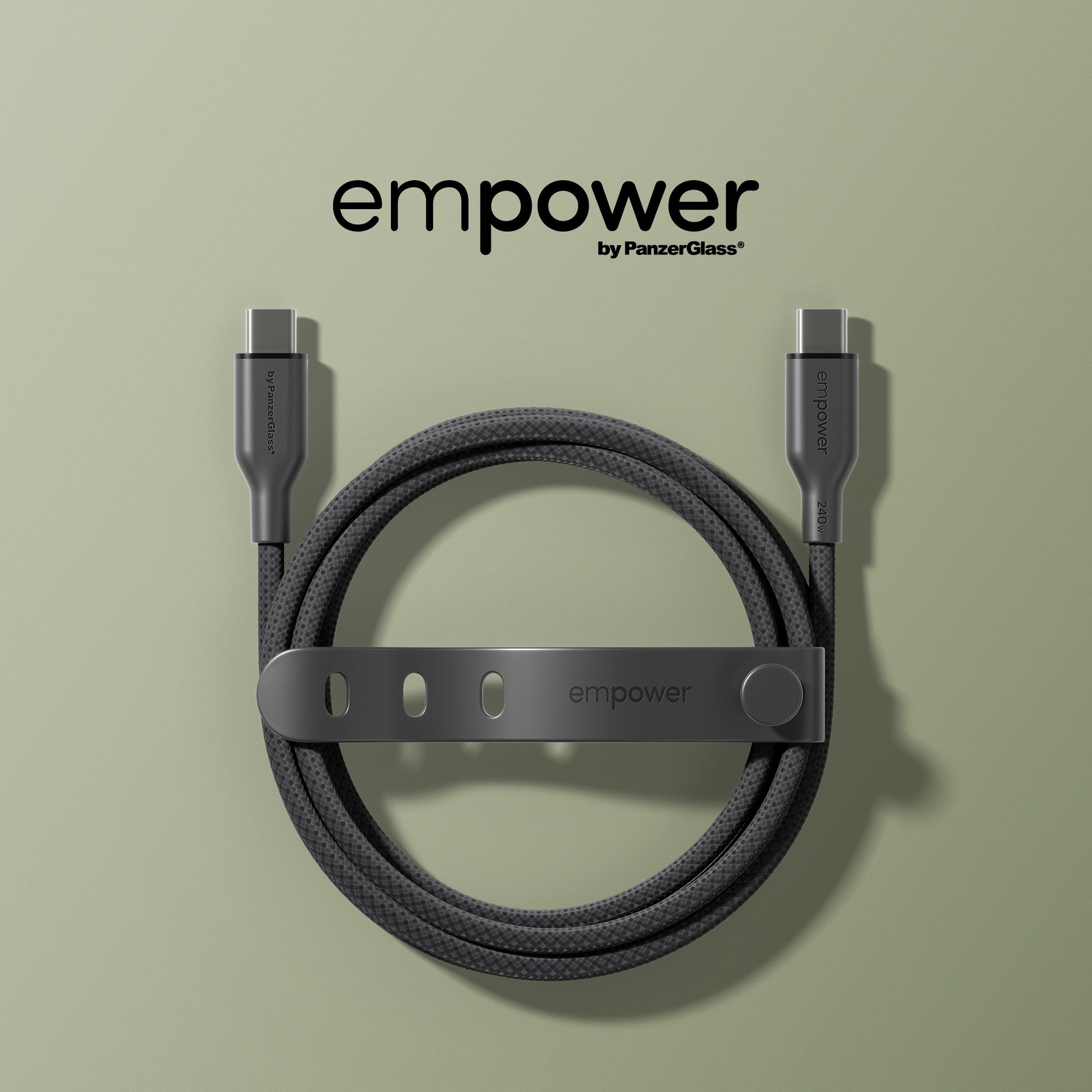 empower™ by PanzerGlass® Racing 240W USB-C to USB-C Cable | USB 2.0 | 1.2M | Space Black