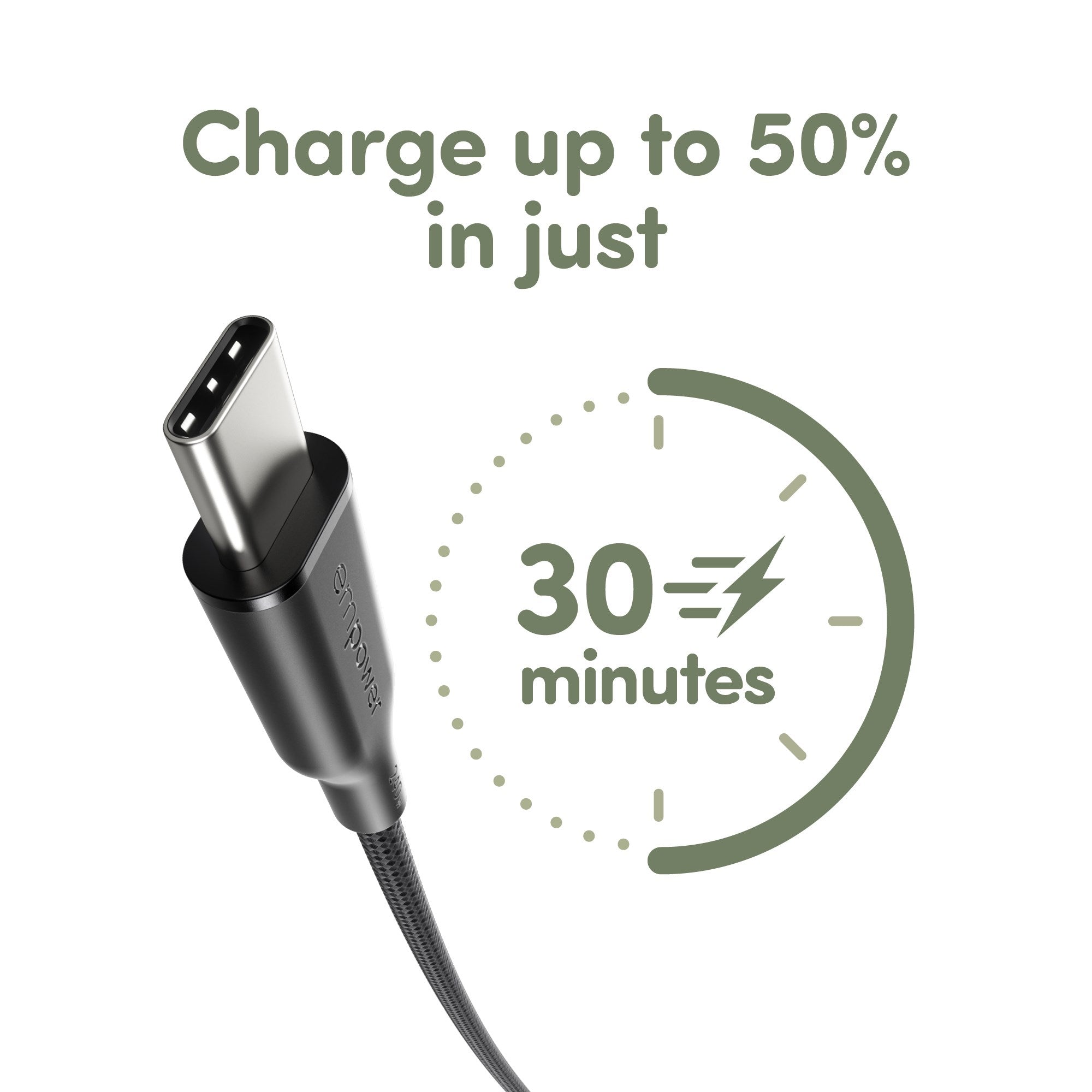 empower™ by PanzerGlass® Magnetic 240W USB-C to USB-C Cable | USB 2.0 | 1.5M | Space Black