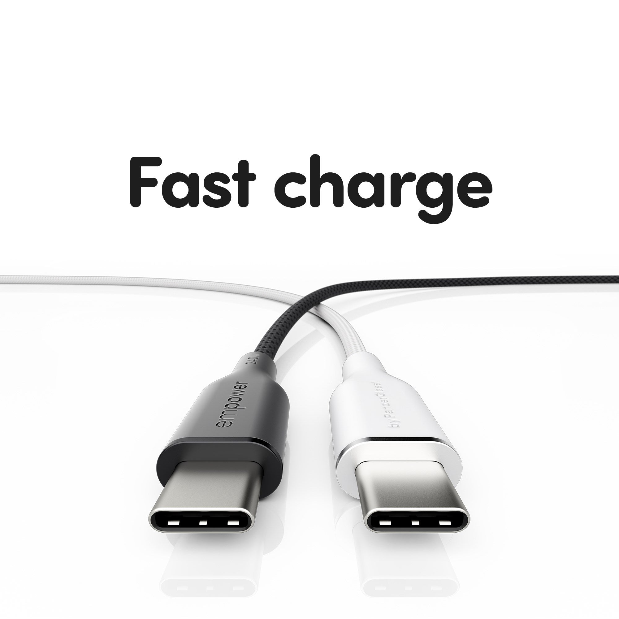 empower™ by PanzerGlass® Racing 240W USB-C to USB-C Cable | USB 2.0 | 2M | Silver White