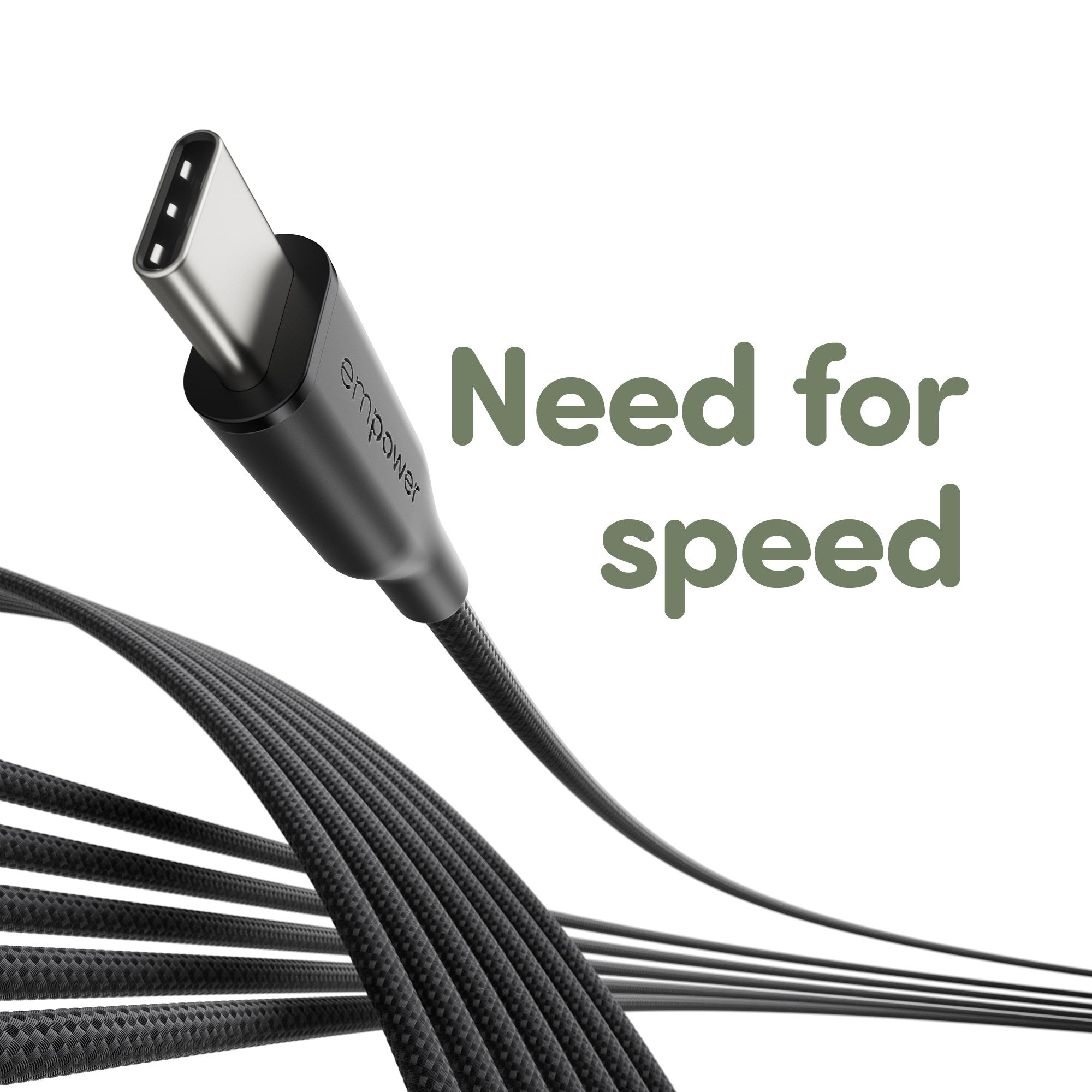 empower™ by PanzerGlass® Racing 60W USB-C to USB-C Cable | USB 2.0 | 2M | Space Black