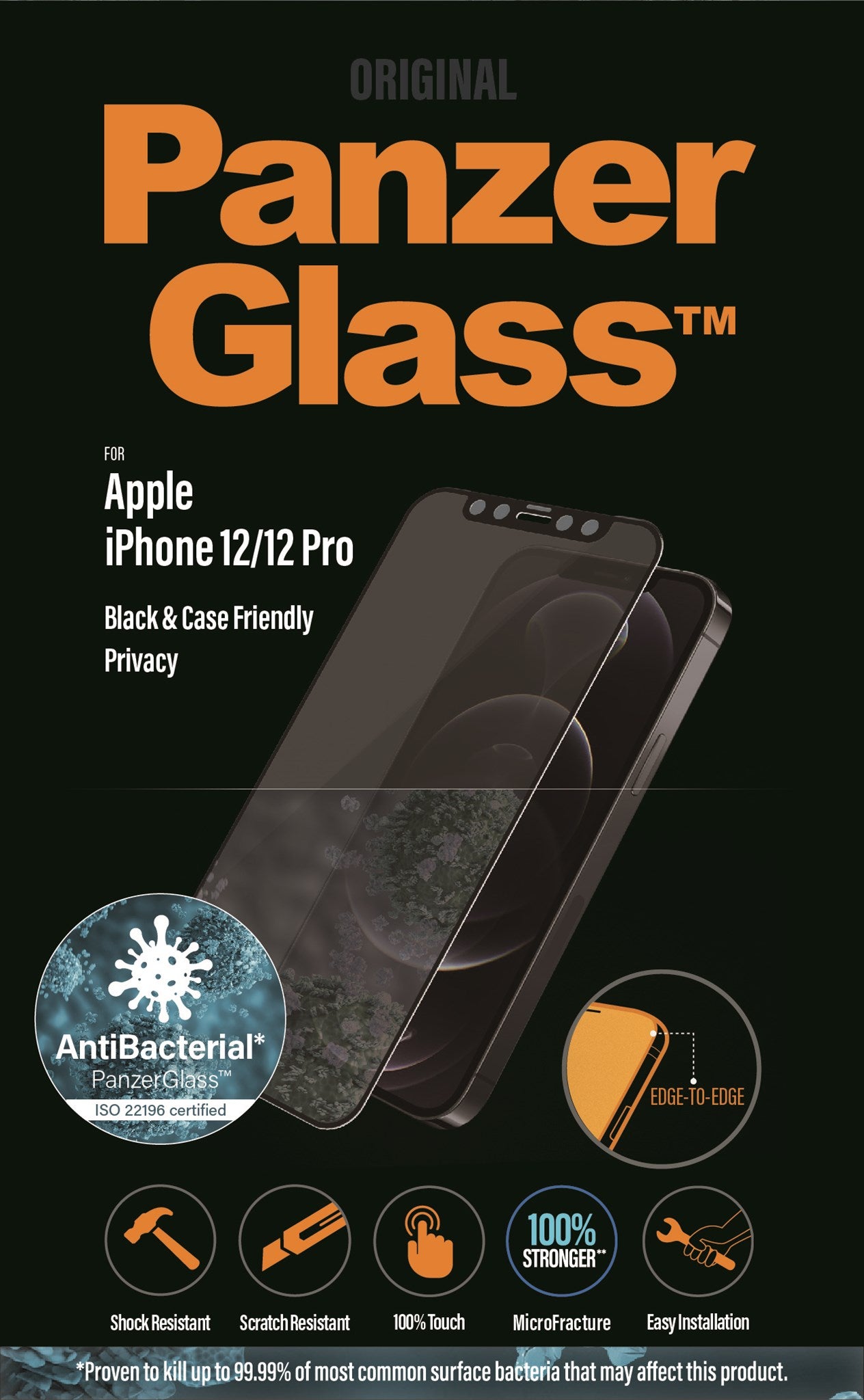 PanzerGlass® Privacy Screen Protector iPhone 12 12 Pro Edge-to-Edge