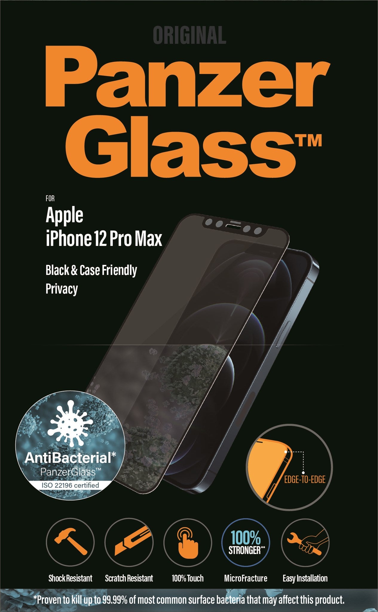 PanzerGlass® Privacy Screen Protector iPhone 12 Pro Max | Edge-to-Edge