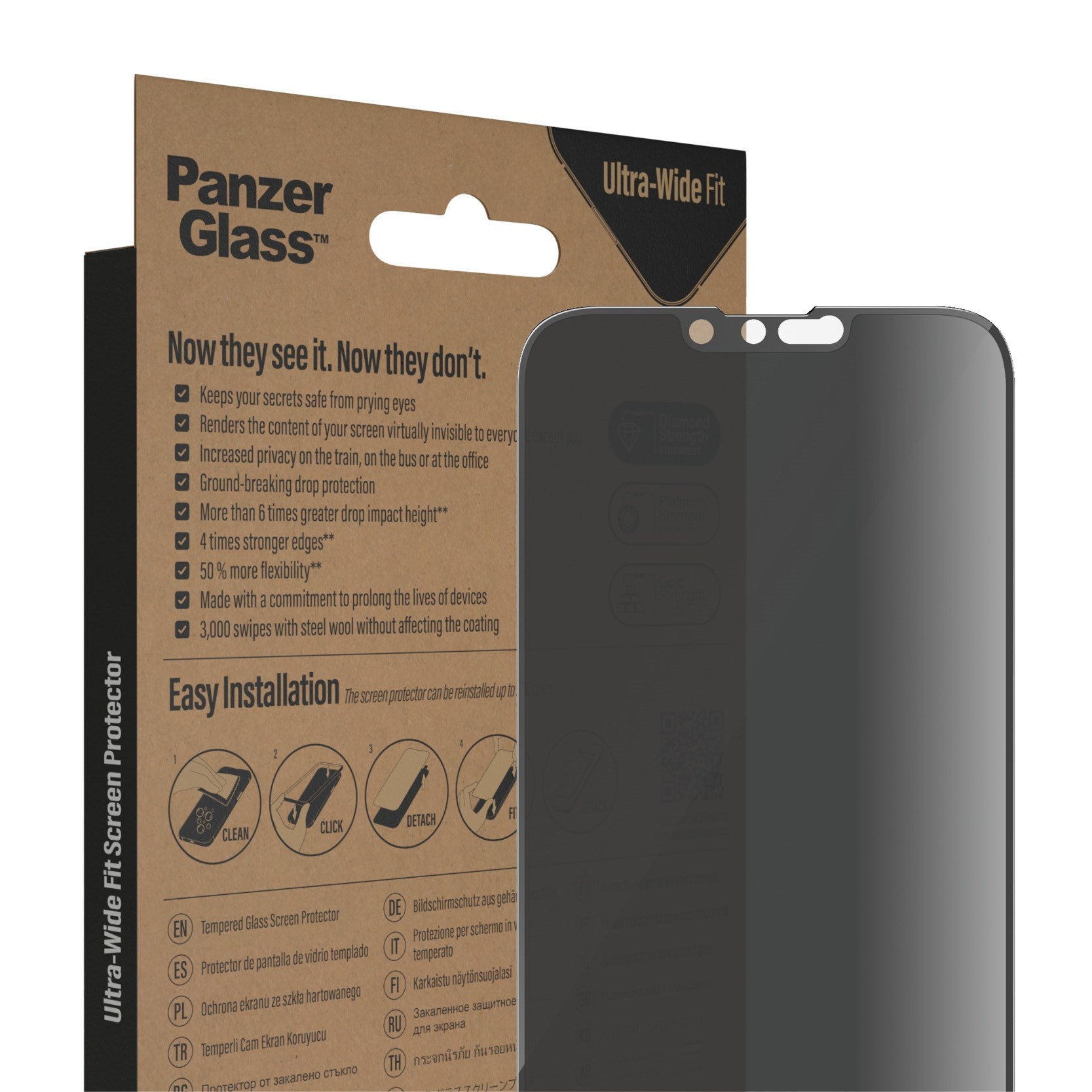 PanzerGlass® Privacy Screen Protector iPhone 14 Plus | 13 Pro Max | Ultra-Wide Fit w. EasyAligner