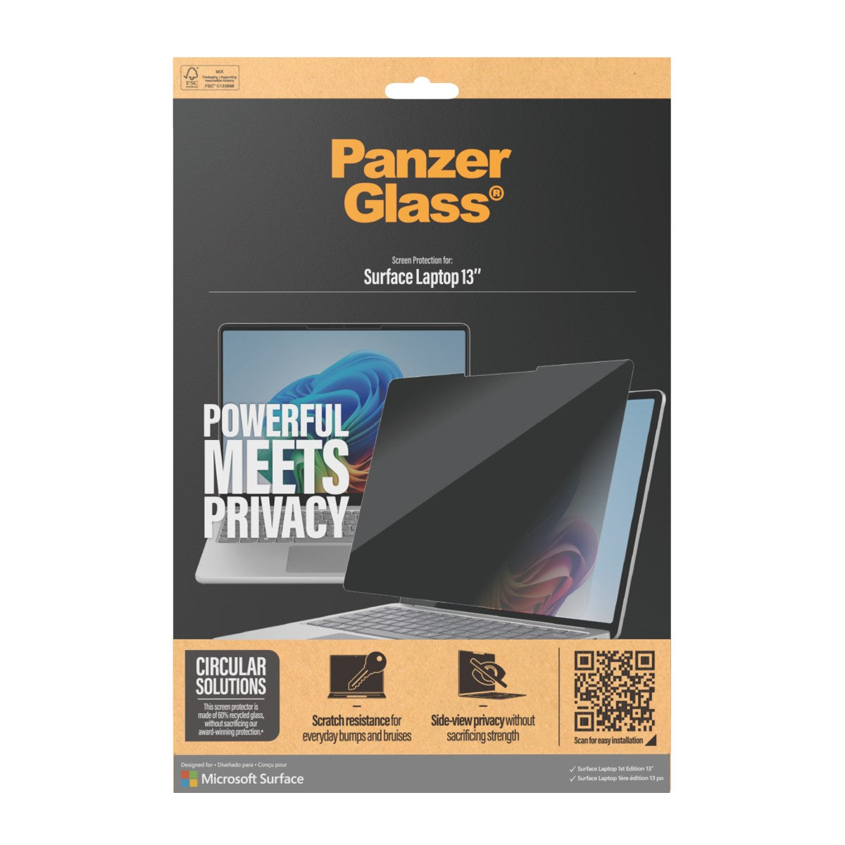 PanzerGlass® Privacy Screen Protector Microsoft Surface Laptop 1st Edition 13''  | Ultra-Wide Fit