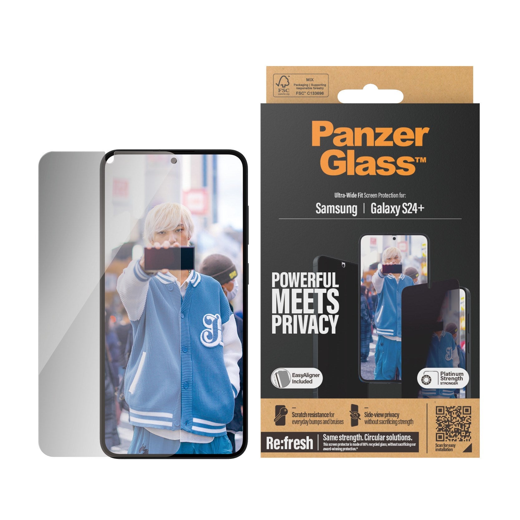 PanzerGlass® Privacy Screen Protector Samsung Galaxy S24+ | Ultra-Wide Fit w. EasyAligner