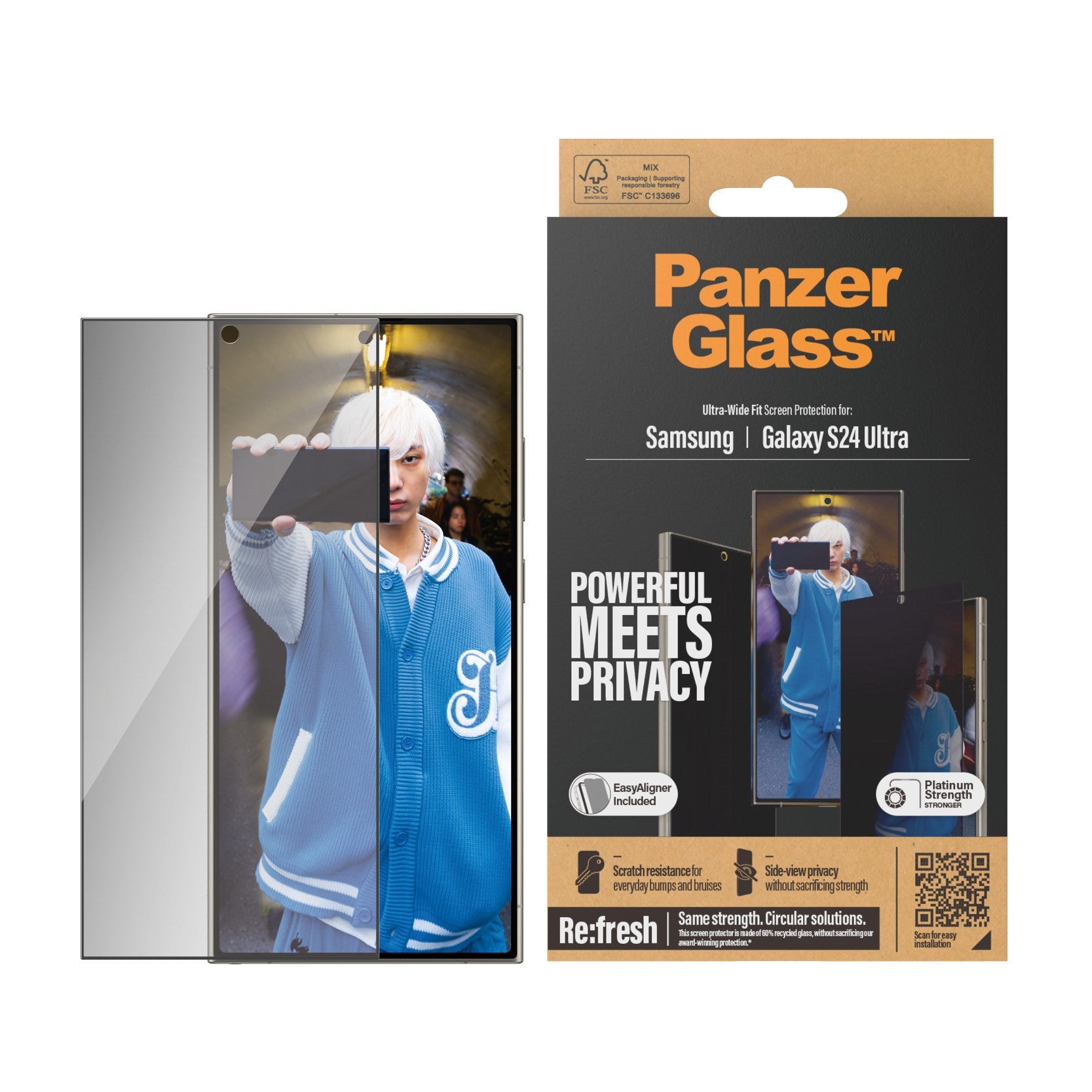 PanzerGlass® Privacy Screen Protector Samsung Galaxy S24 Ultra | Ultra-Wide Fit w. EasyAligner