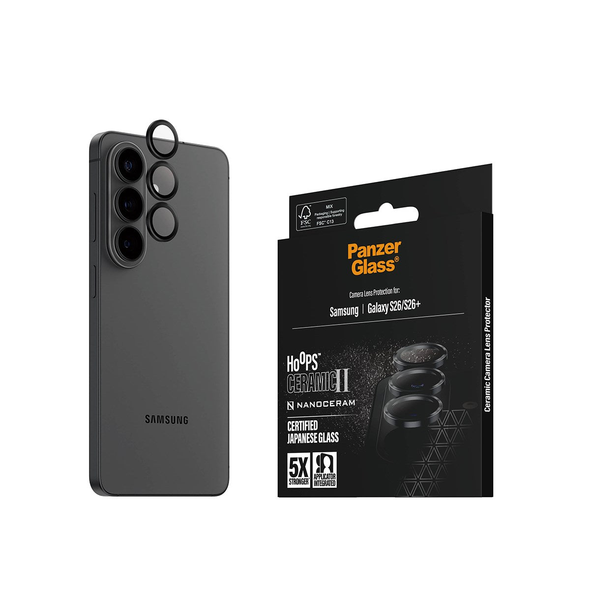 PanzerGlass® Hoops® Ceramic II Camera Lens Protector Samsung Galaxy S26 | S26+