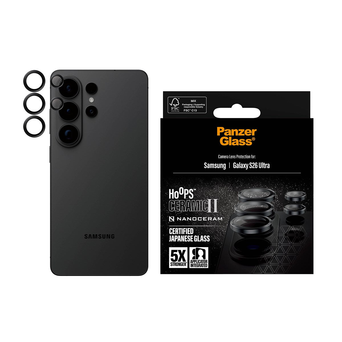 PanzerGlass® Hoops® Ceramic II Camera Lens Protector Samsung Galaxy S26 Ultra