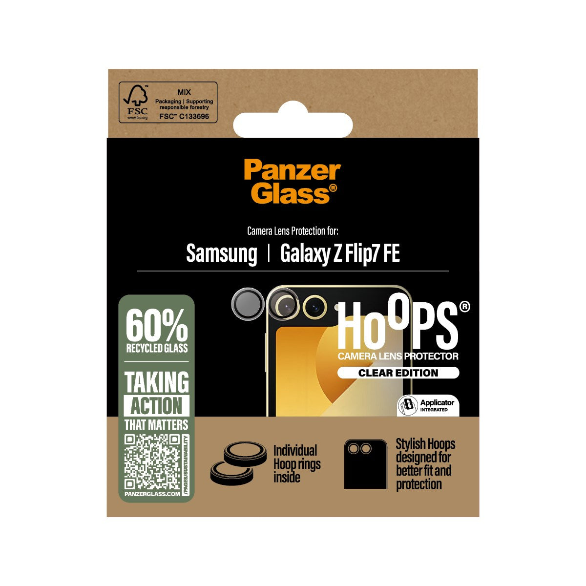 PanzerGlass® Hoops® Camera Lens Protector Transparent Samsung Galaxy Z Flip7 FE