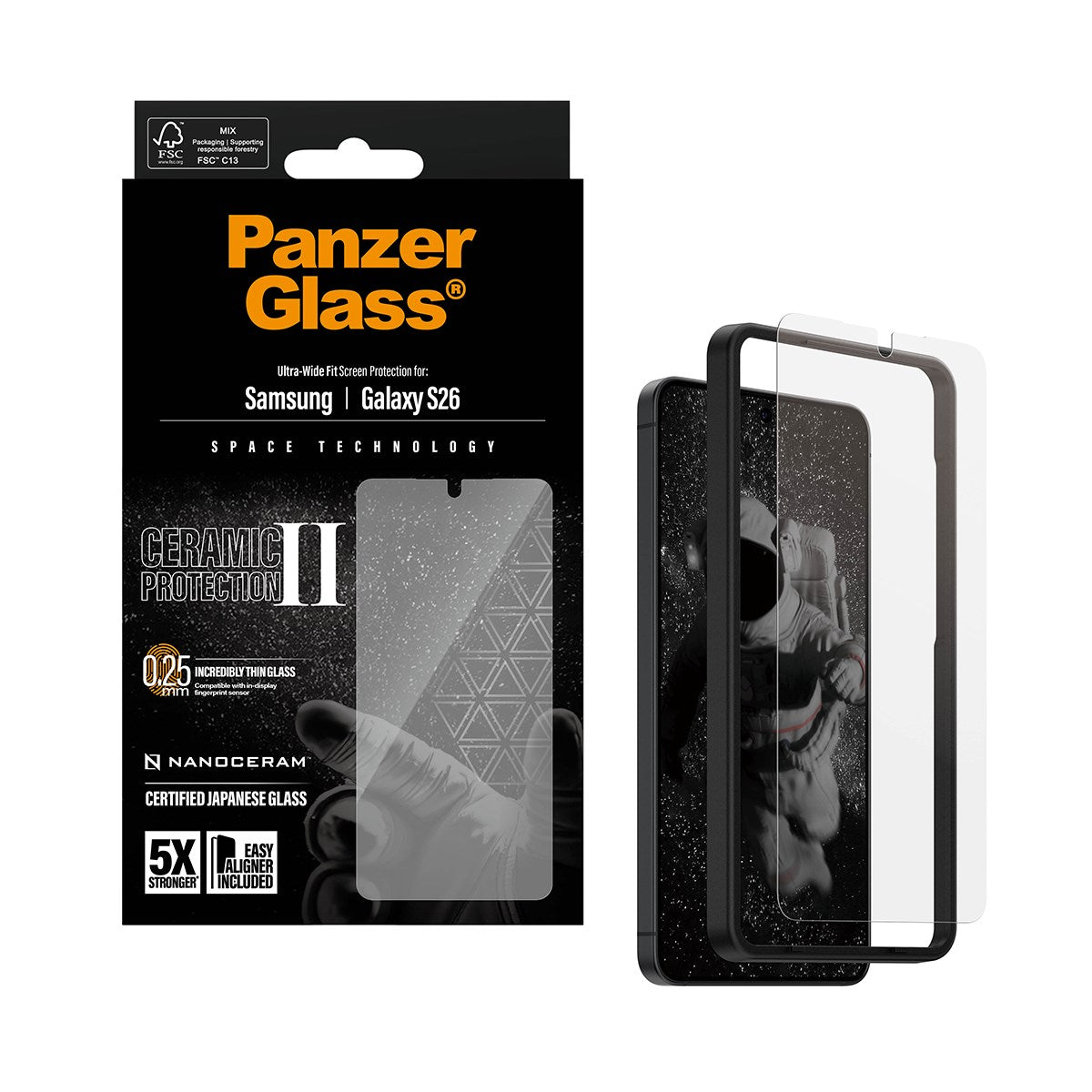 PanzerGlass® Ceramic Screen Protector Samsung Galaxy S26 | Ultra-Wide Fit w. EasyAligner