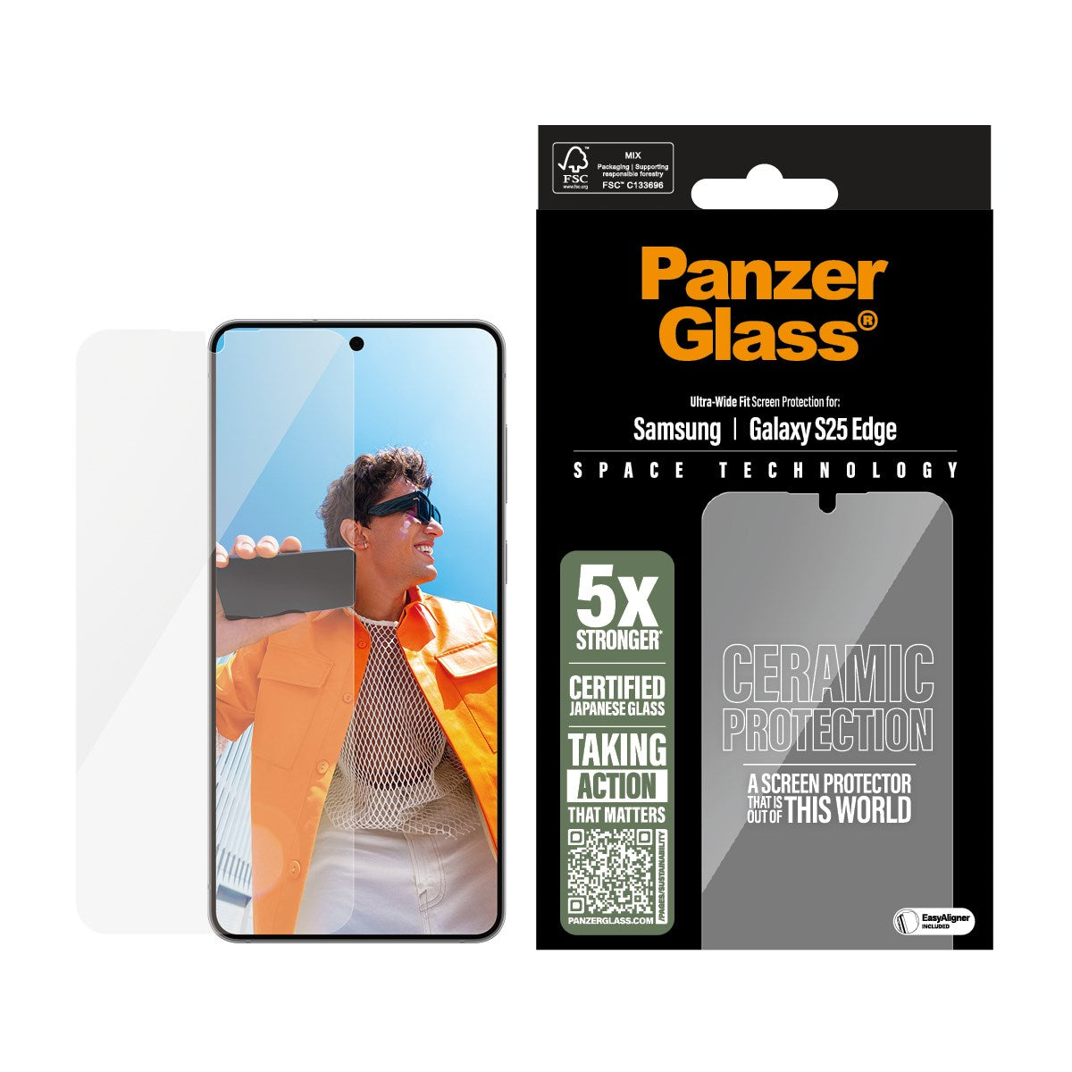 PanzerGlass® Ceramic Screen Protector Samsung S25 Edge | Ultra-Wide Fit w. EasyAligner