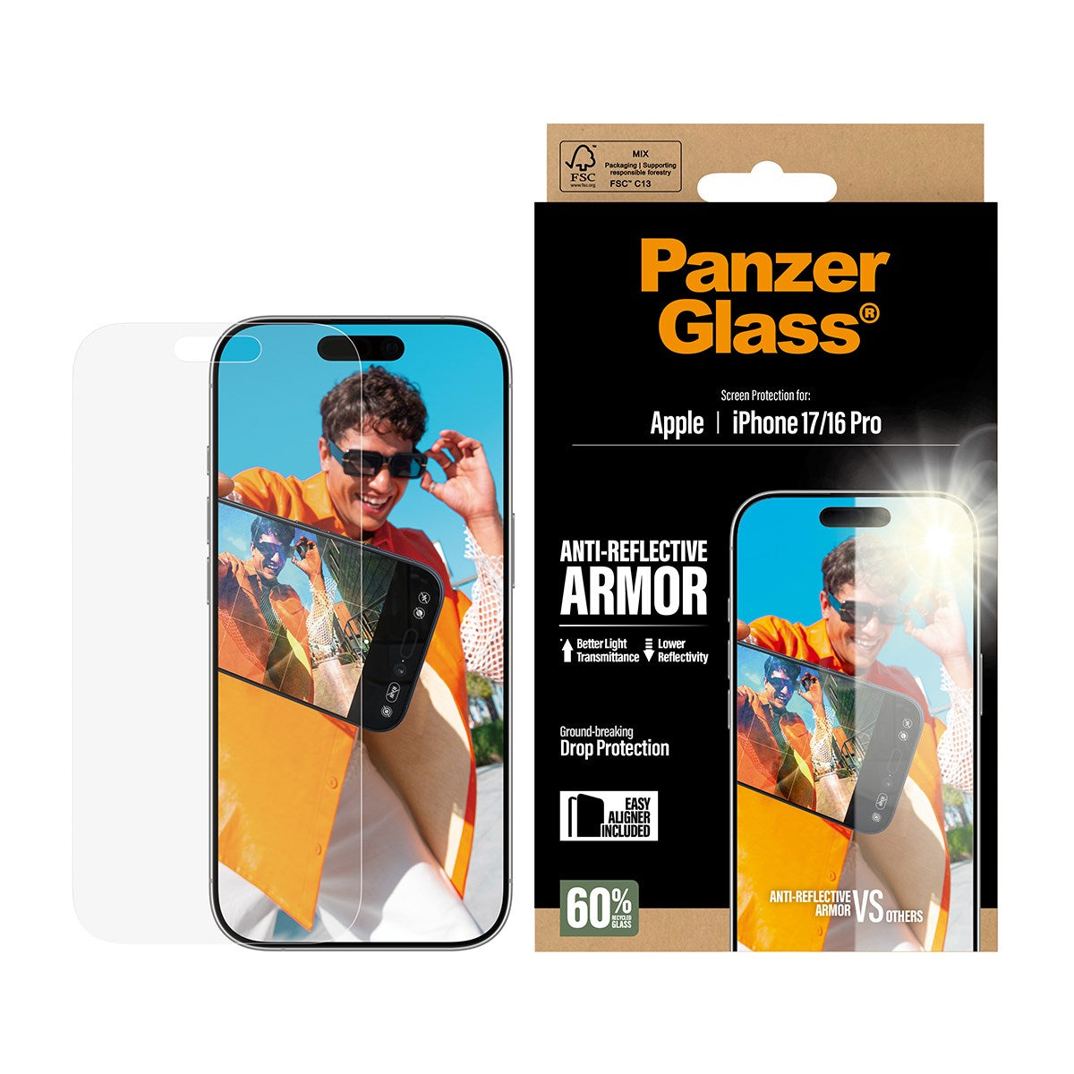 PanzerGlass® Anti-Reflective Armor Screen Protector iPhone 17 | iPhone 16 Pro w. EasyAligner