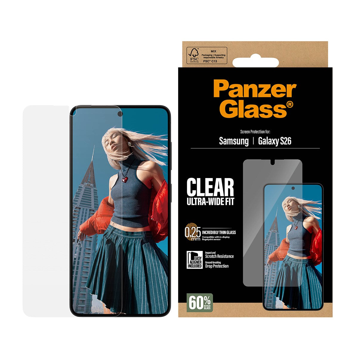PanzerGlass® Screen Protector Samsung Galaxy S26 | Ultra-Wide Fit w. EasyAligner