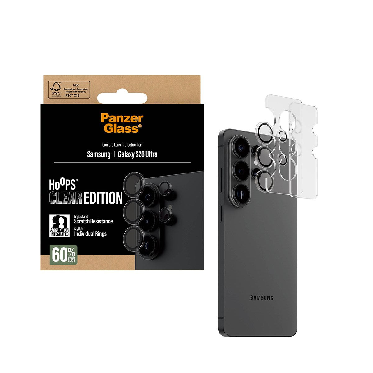 PanzerGlass® Hoops® Camera Lens Protector Transparent Samsung Galaxy S26 Ultra