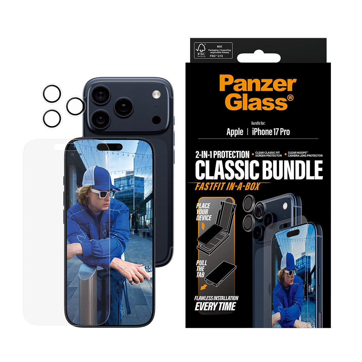 PanzerGlass® 2-in-1 Classic Bundle iPhone 17 Pro w. FASTFIT IN-A-BOX