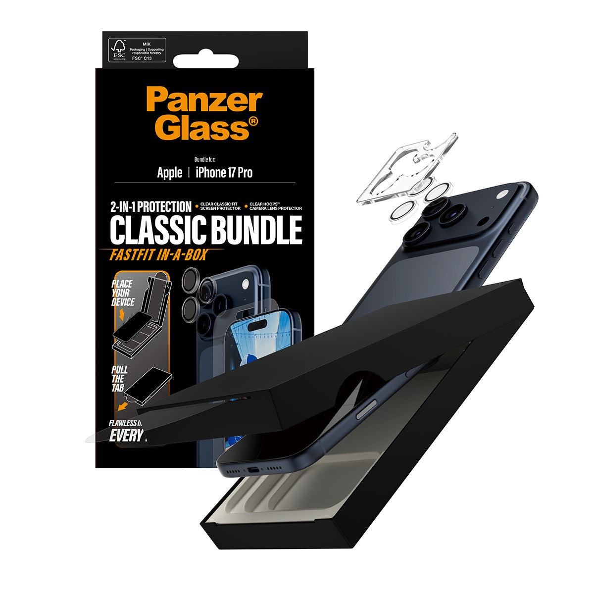 PanzerGlass® 2-in-1 Classic Bundle iPhone 17 Pro w. FASTFIT IN-A-BOX