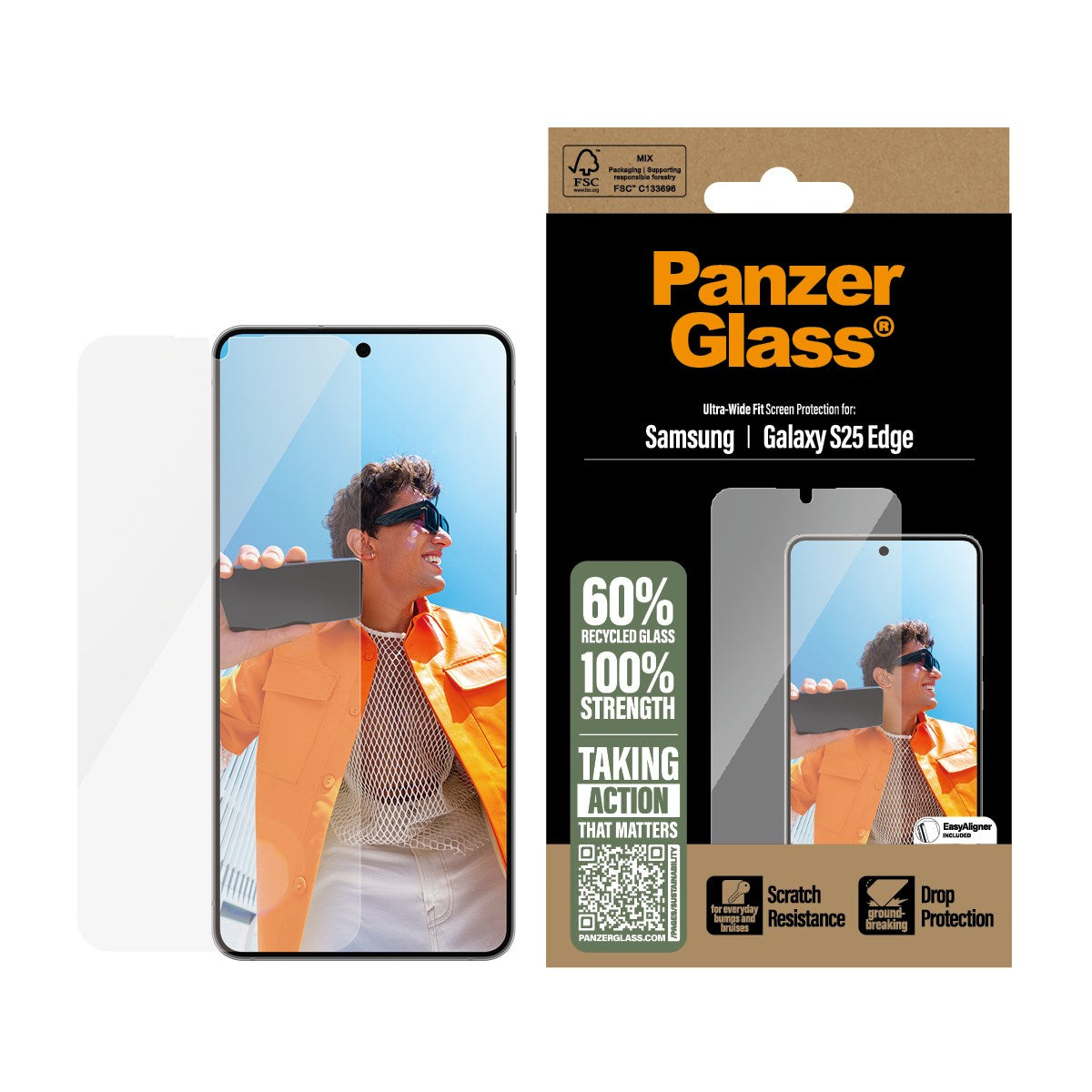 PanzerGlass® Screen Protector Samsung S25 Edge | Ultra-Wide Fit