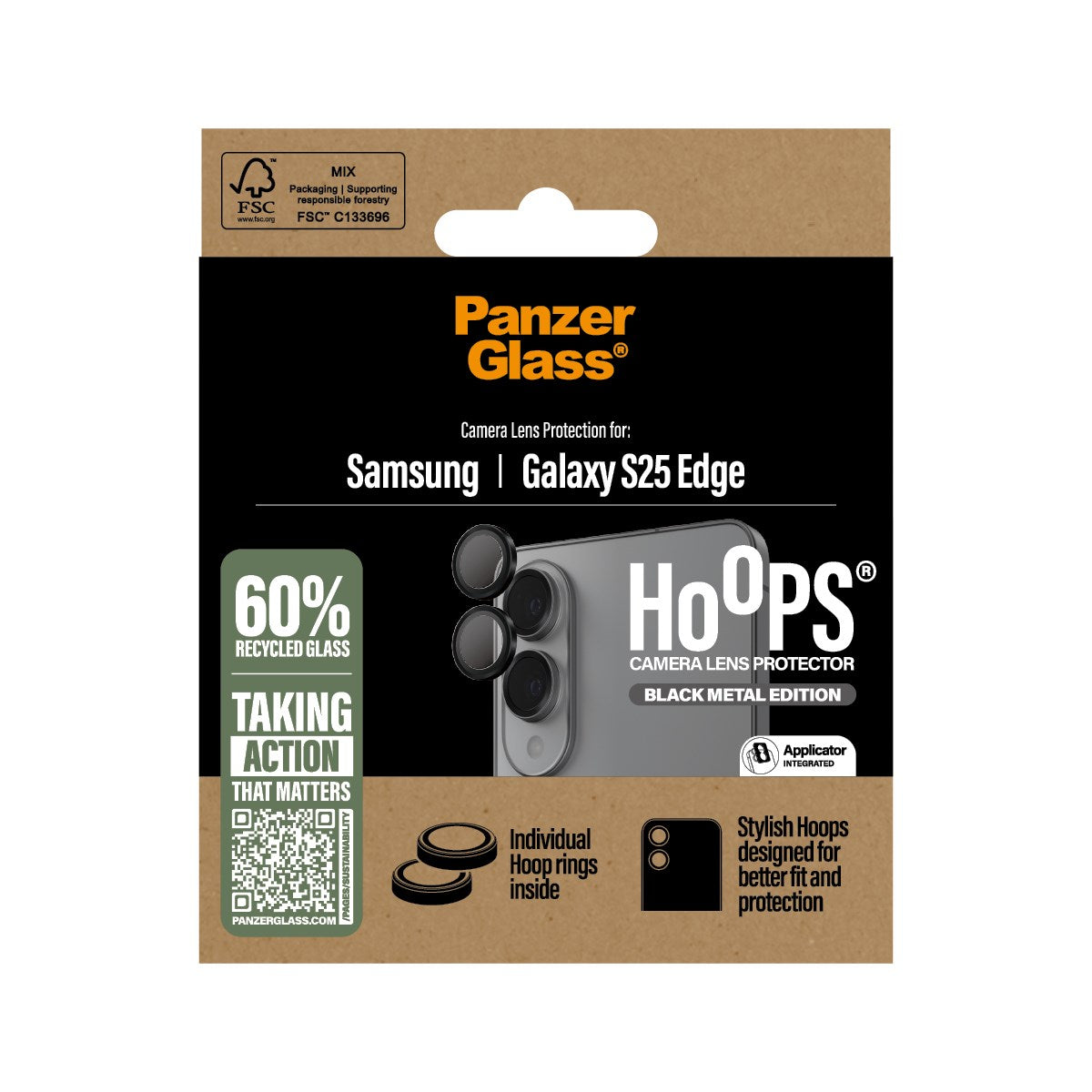PanzerGlass® Hoops® Camera Lens Protector Black Samsung S25 Edge