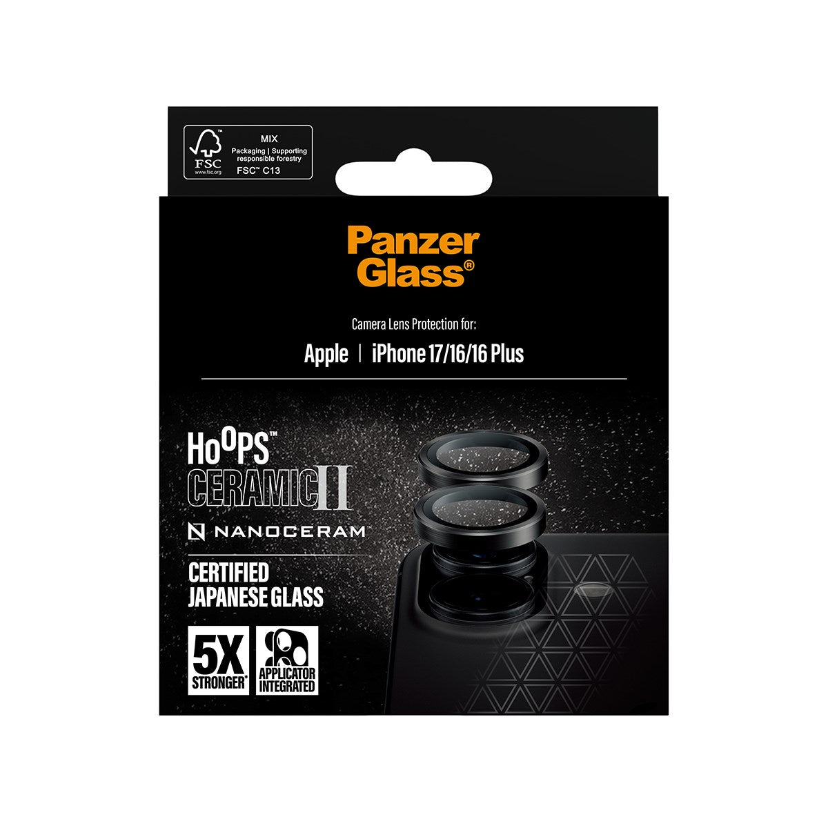 PanzerGlass® Hoops® Ceramic II Camera Lens Protector iPhone 17 | iPhone 16 | 16 Plus