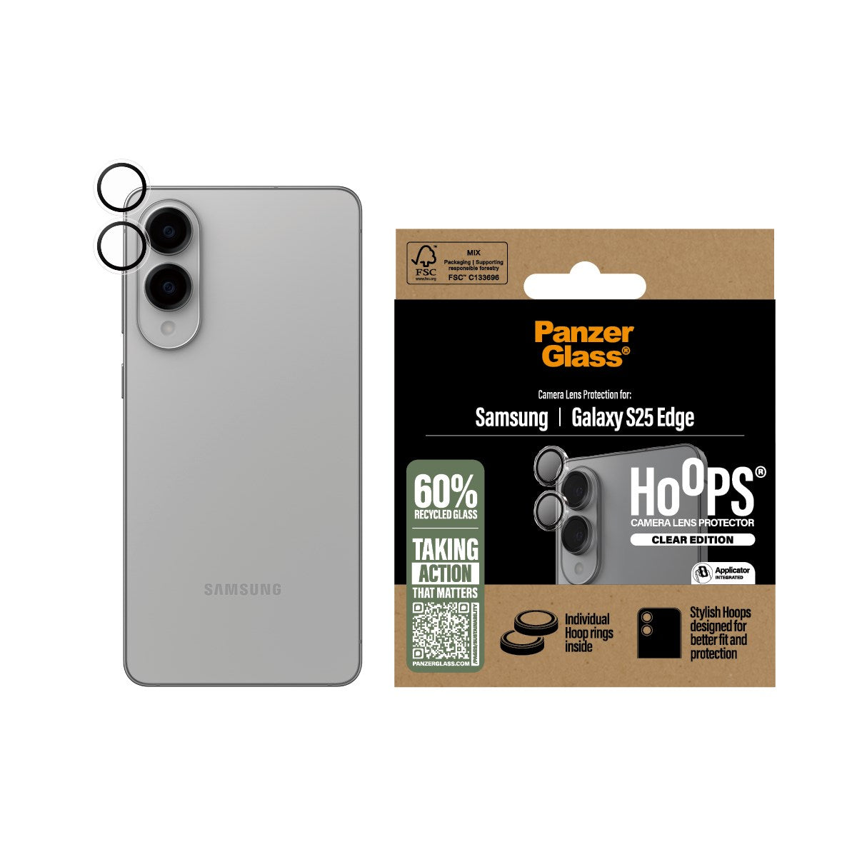 PanzerGlass® Hoops® Camera Lens Protector Transparent Samsung S25 Edge