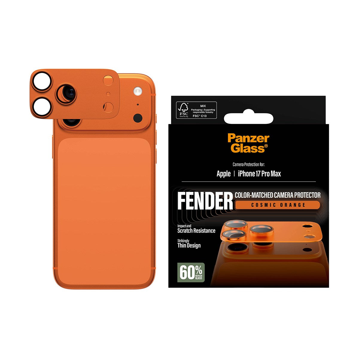 PanzerGlass® Fender Camera Protector Cosmic Orange iPhone 17 Pro Max