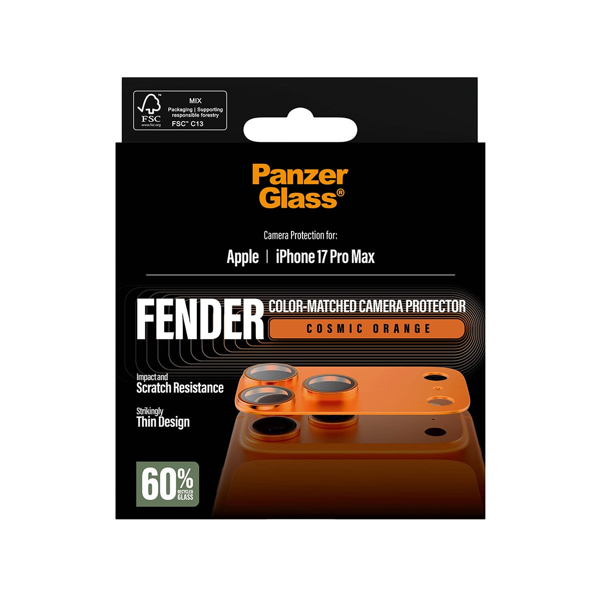 PanzerGlass® Fender Camera Protector Cosmic Orange iPhone 17 Pro Max