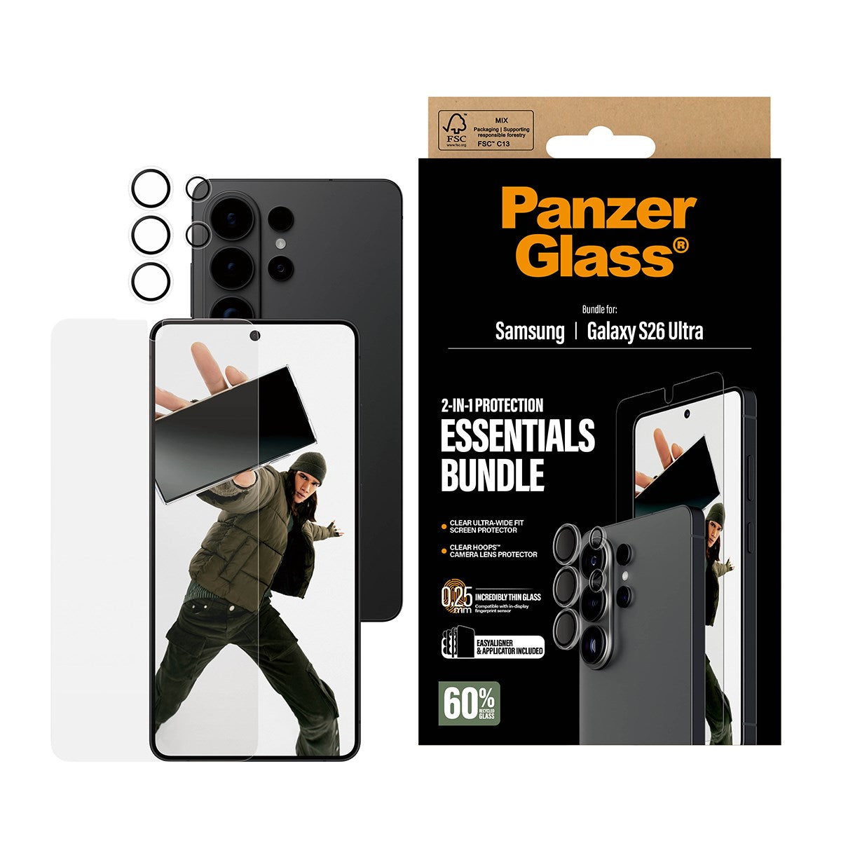 PanzerGlass® Hoops® 2-in-1 Bundle Samsung Galaxy S26 Ultra | Ultra-Wide Fit