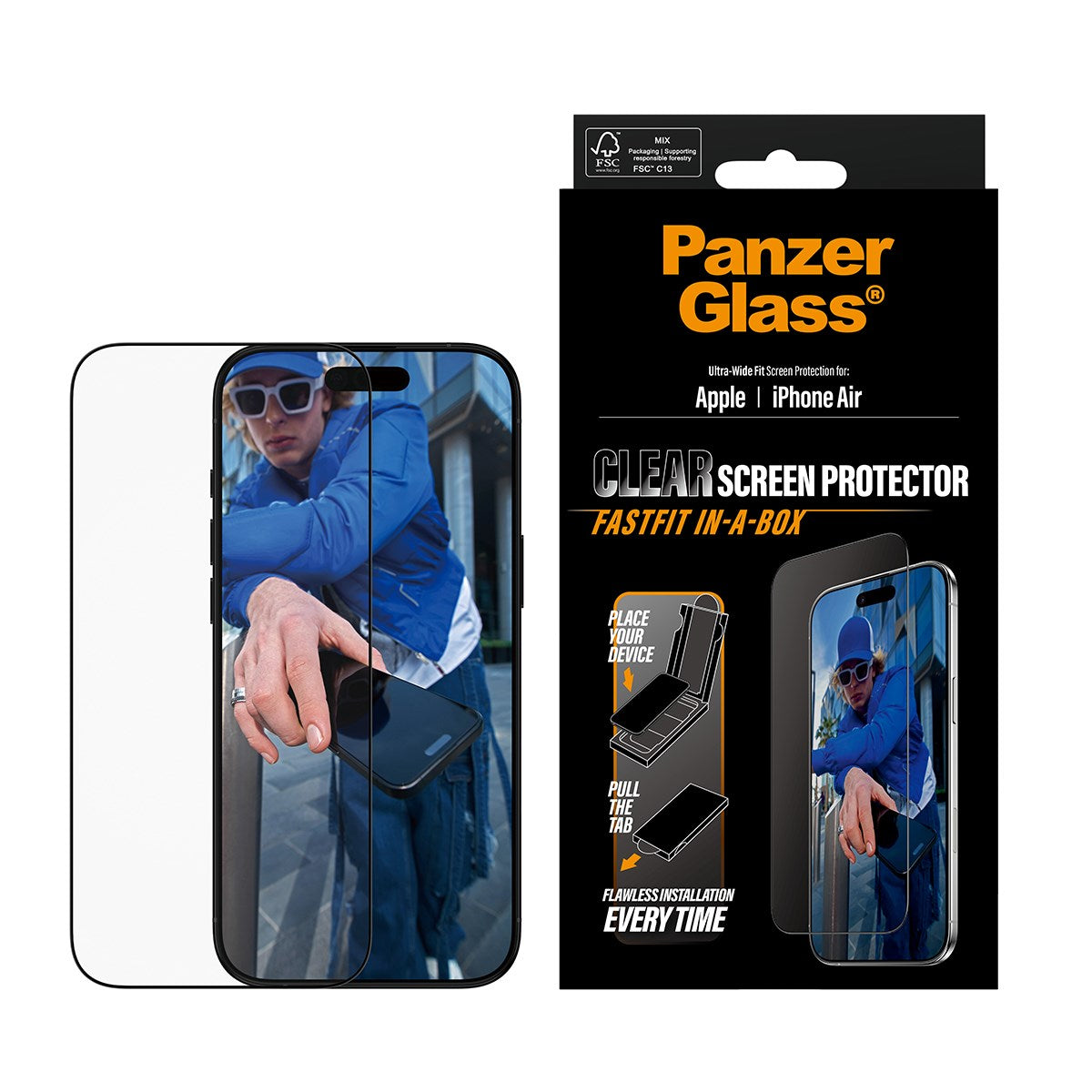 PanzerGlass® Screen Protector iPhone Air | Ultra-Wide Fit w. FASTFIT IN-A-BOX